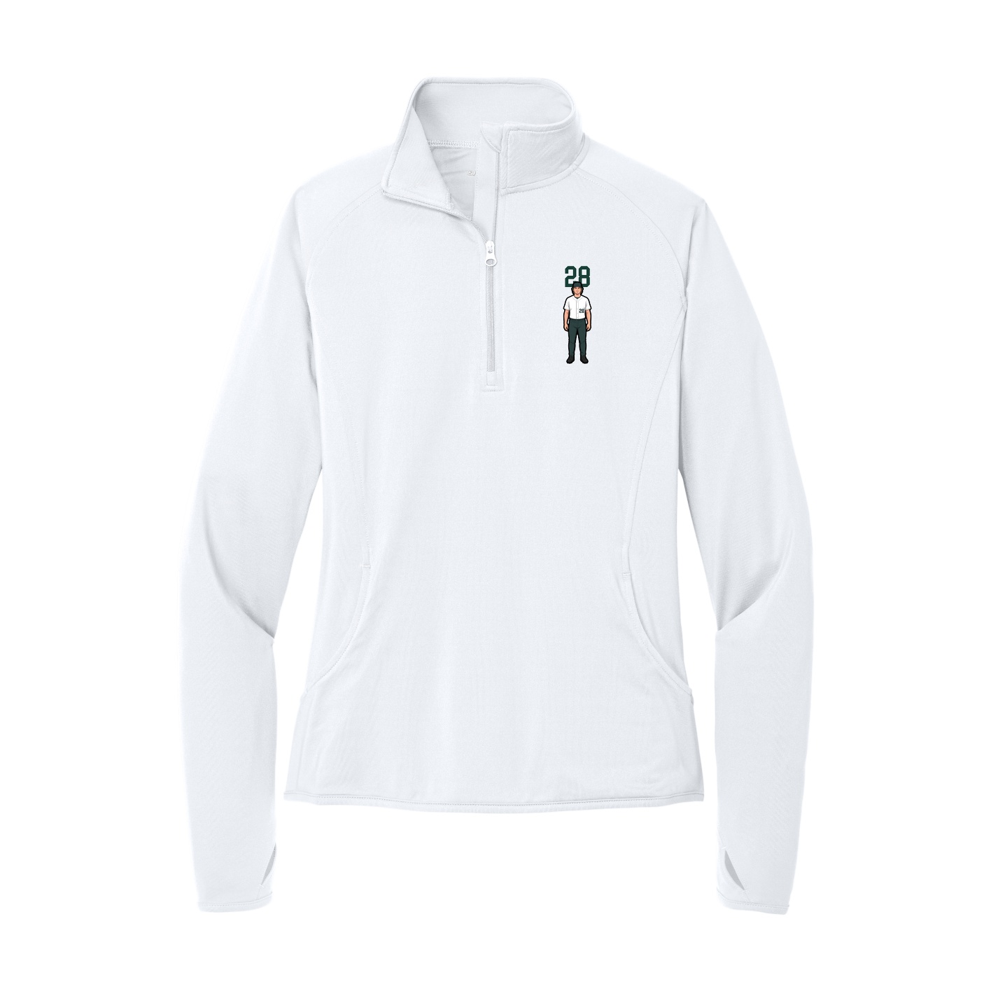 Women's Q-Zip Pullover — Number Top in White