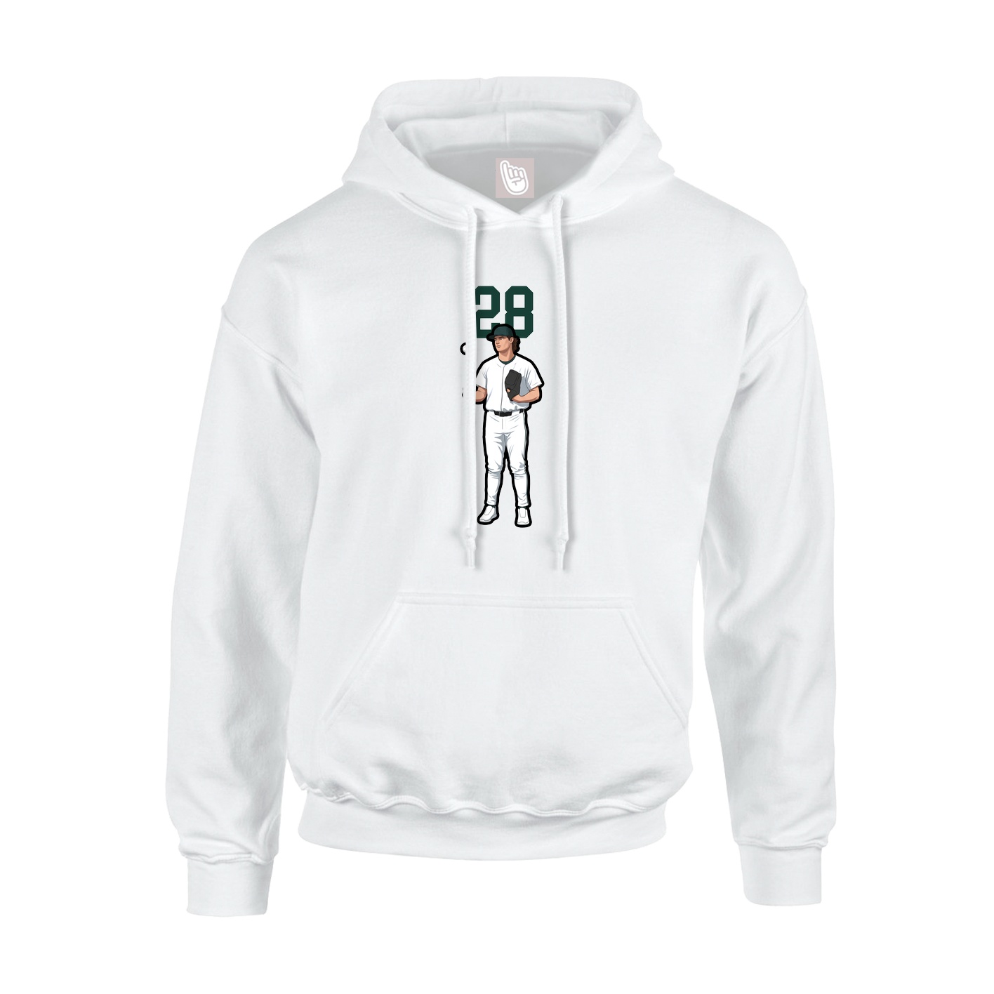 Youth Hoodie — Number Top in White