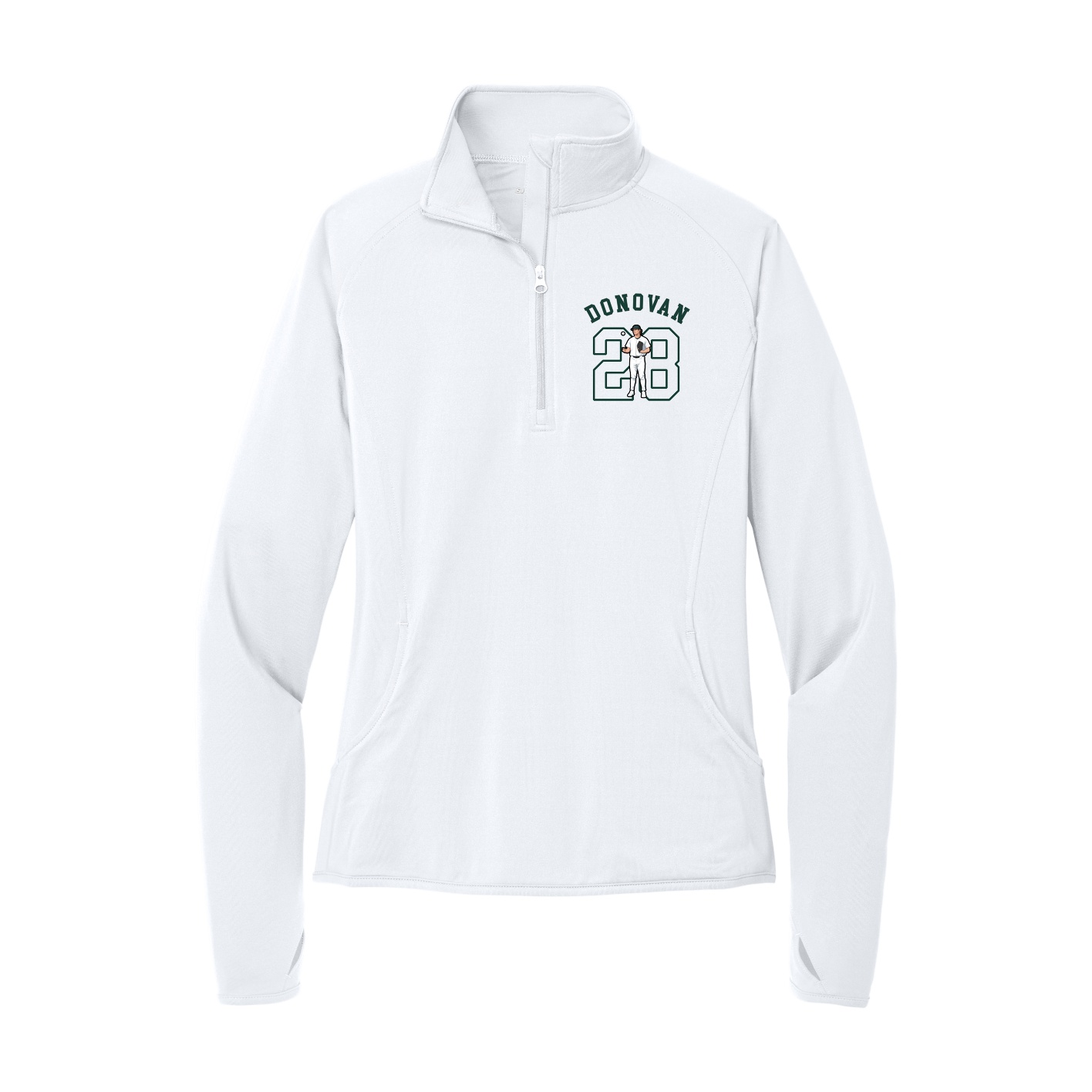 Women's Q-Zip Pullover — Shirsey Arch in White