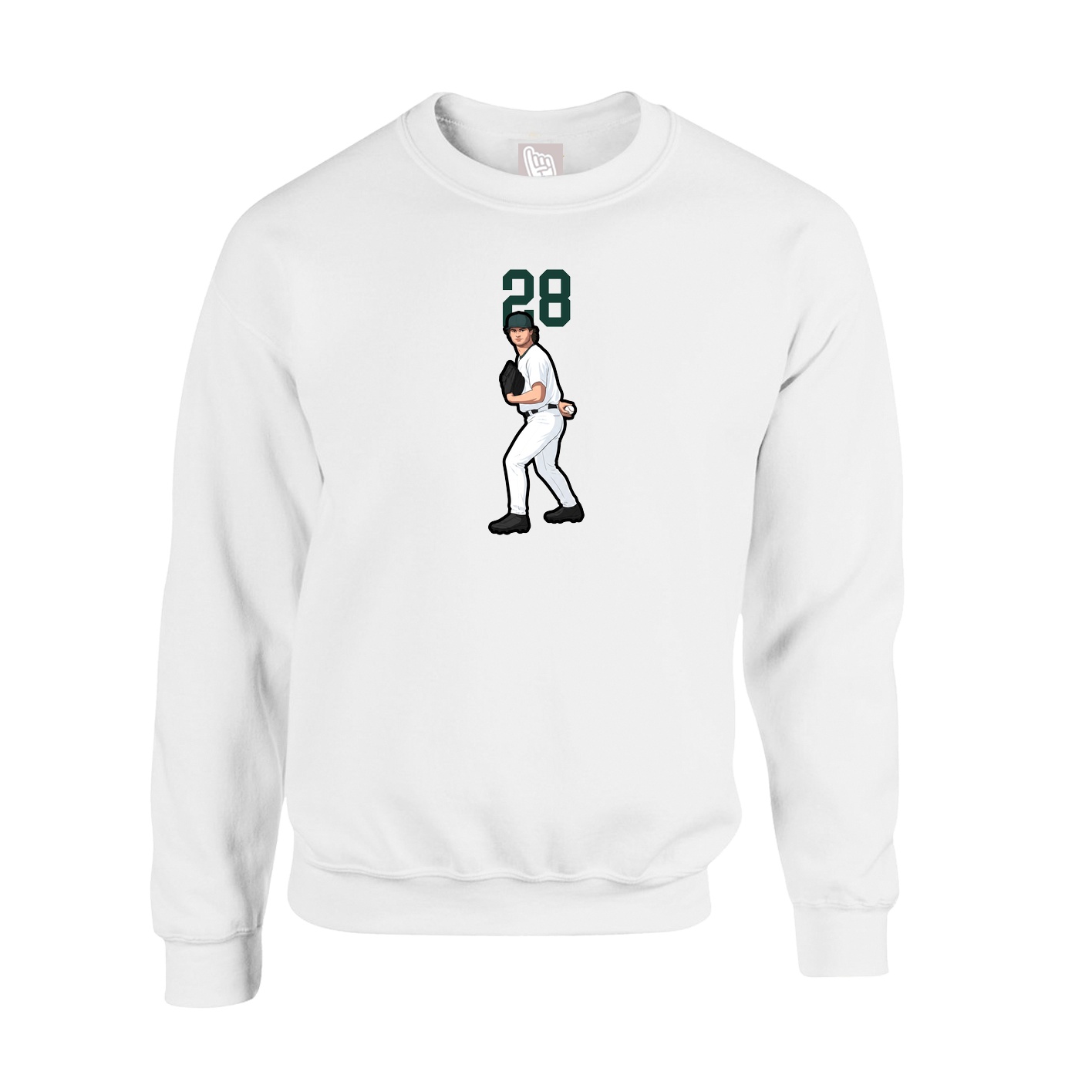 Fleece Crew — Number Top in White