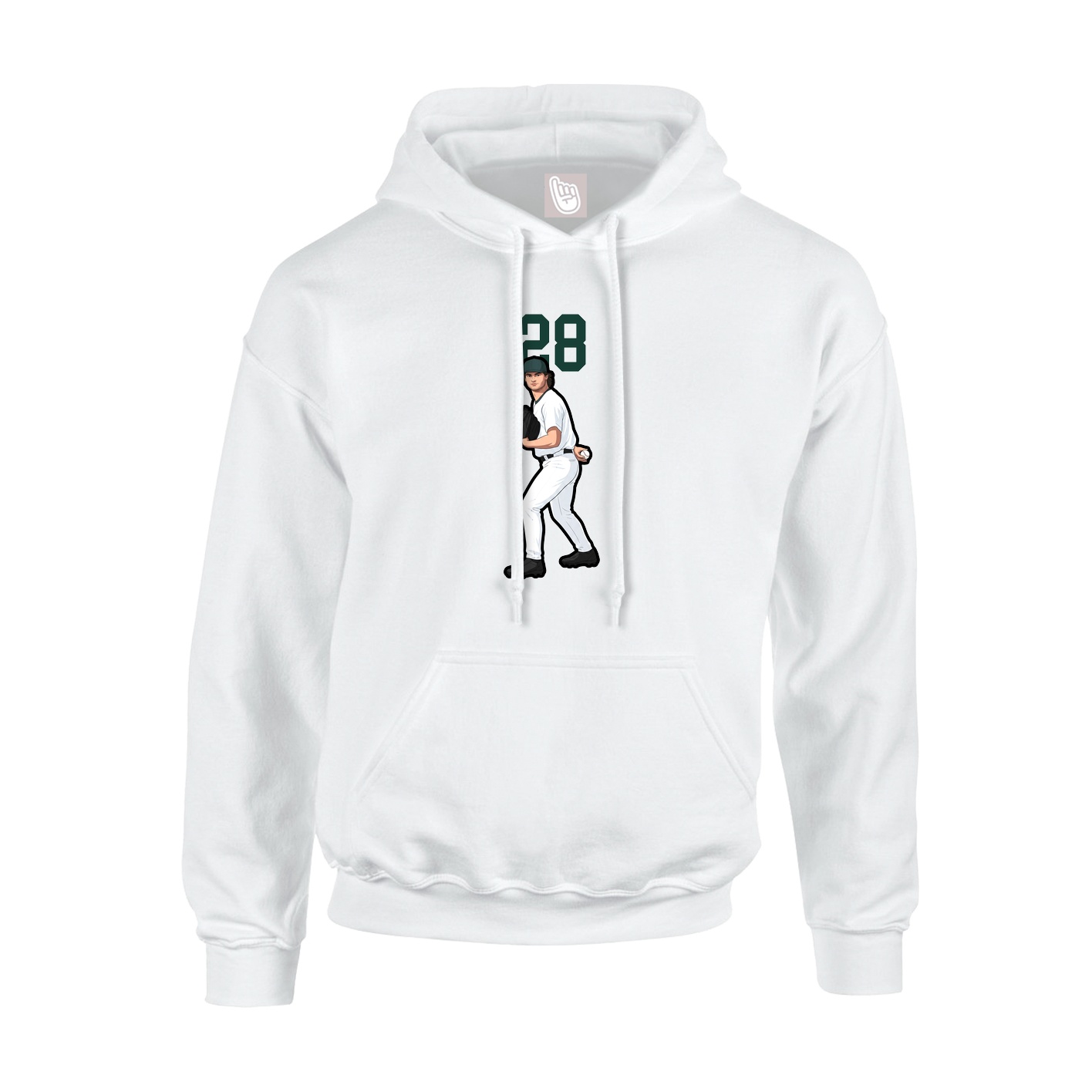 Youth Hoodie — Number Top in White