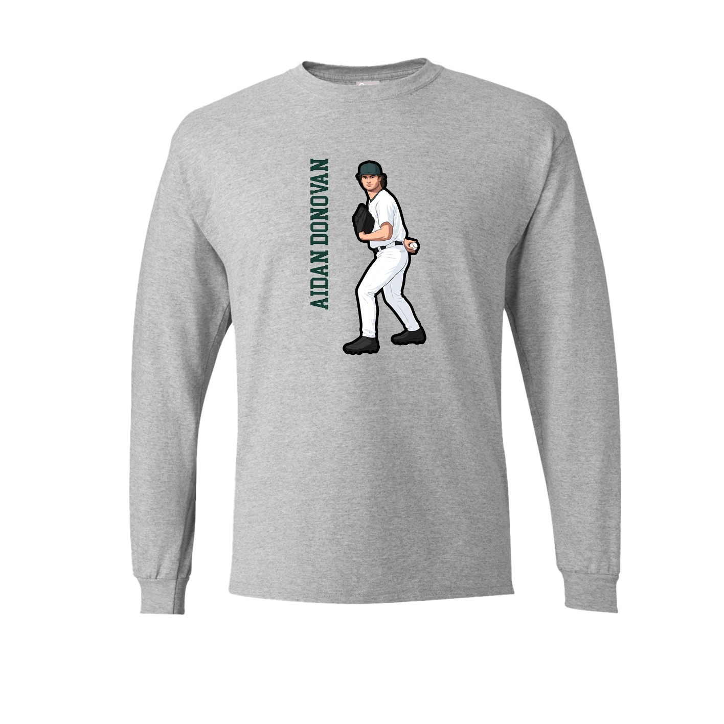 Long Sleeve Tee — Name Vertical in Grey