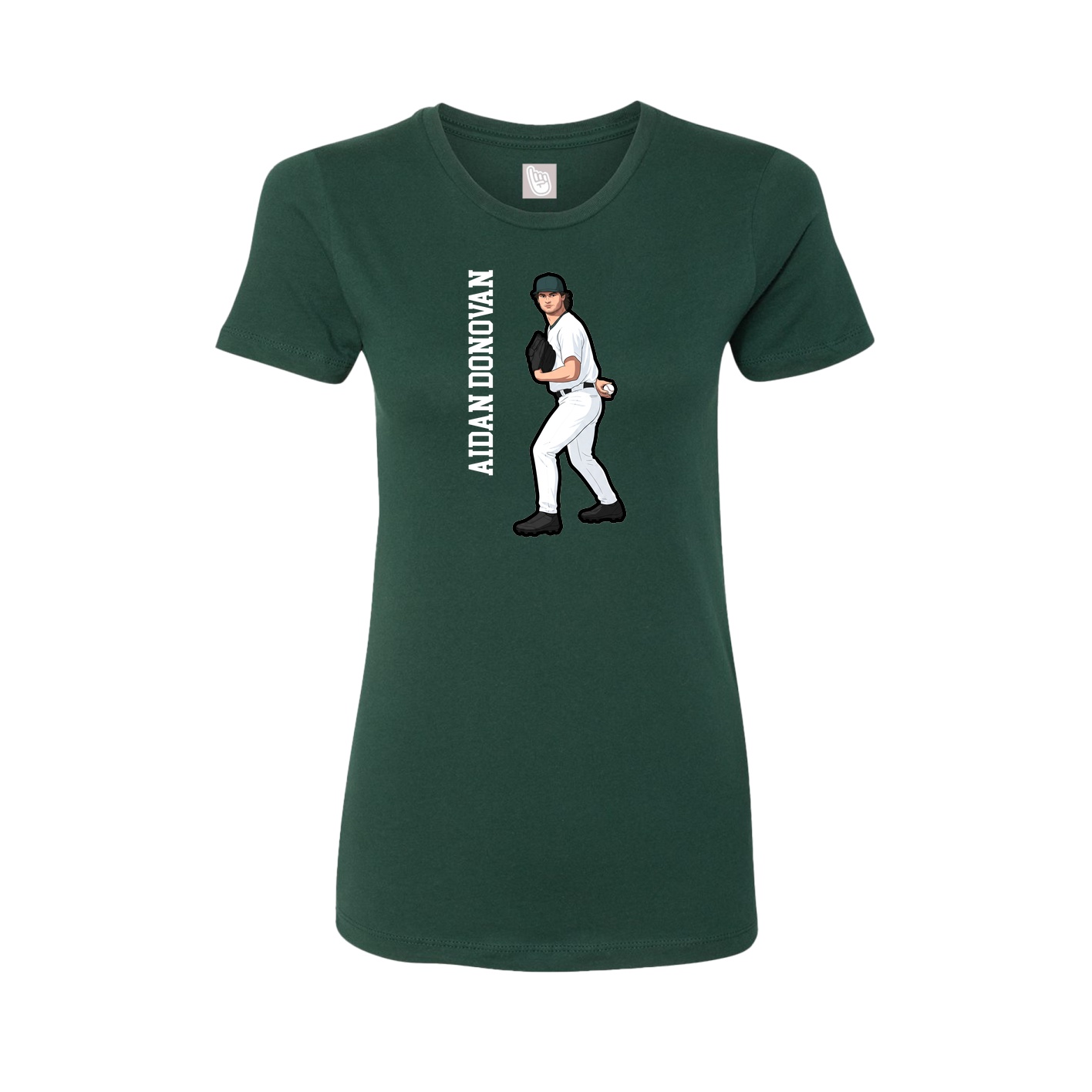 Womens Tee — Name Vertical in Green