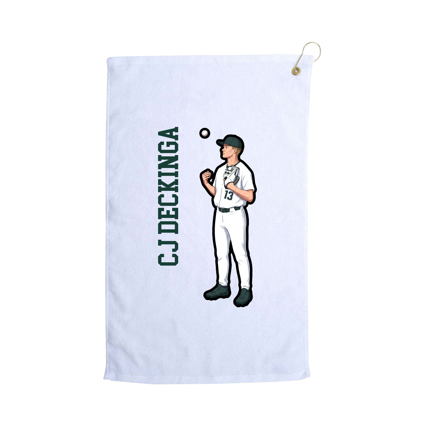 Golf Towel — Name Vertical in White