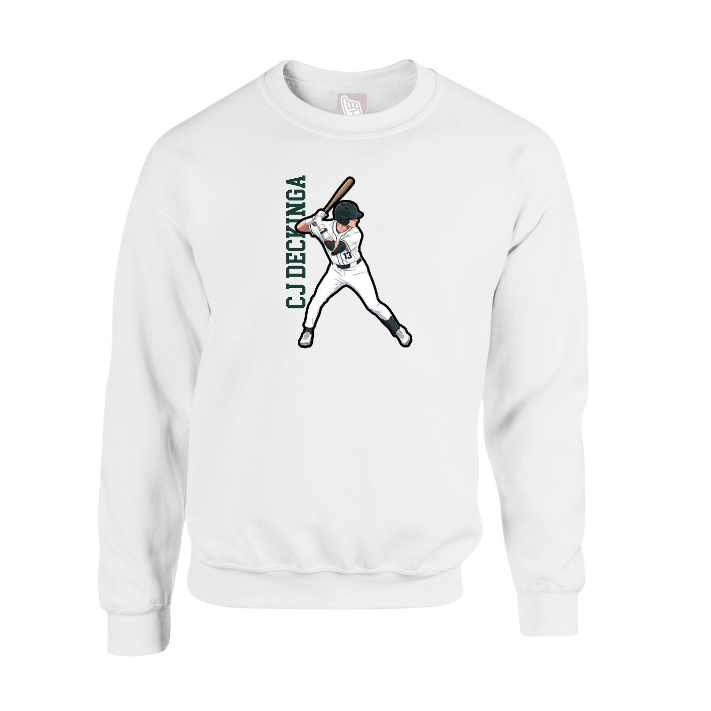 Fleece Crew — Name Vertical in White