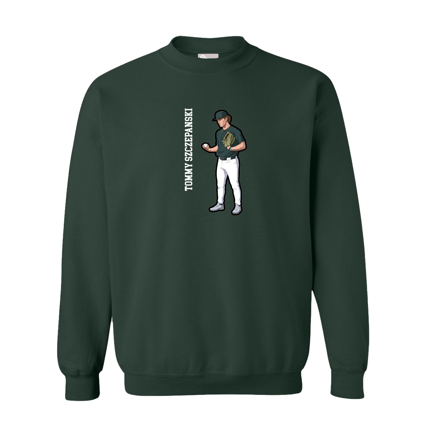 Fleece Crew — Name Vertical in Green