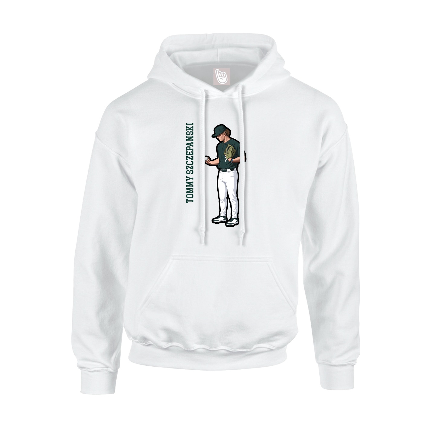 Youth Hoodie — Name Vertical in White