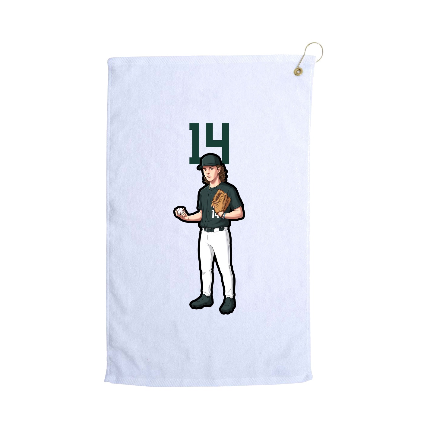 Golf Towel — Number Top in White