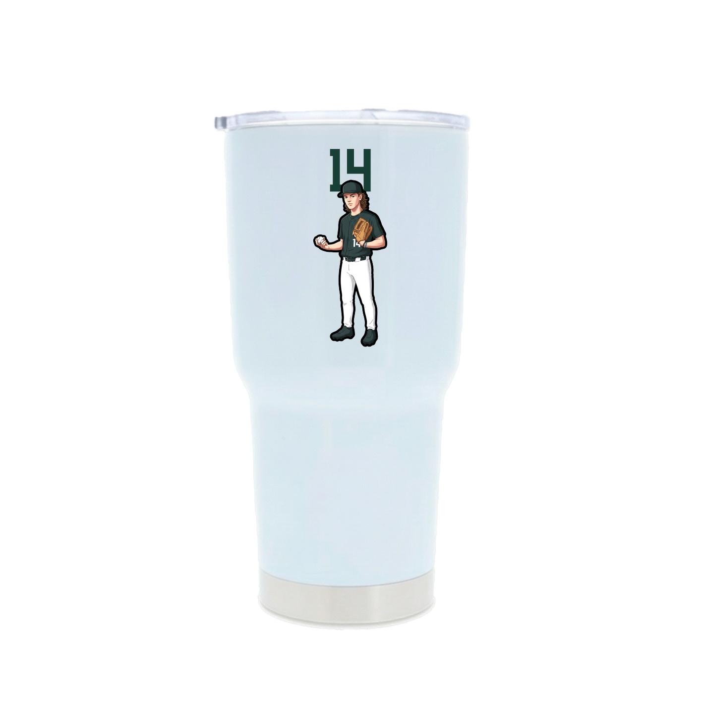 30oz Stainless Steel Tumbler — Number Top in White