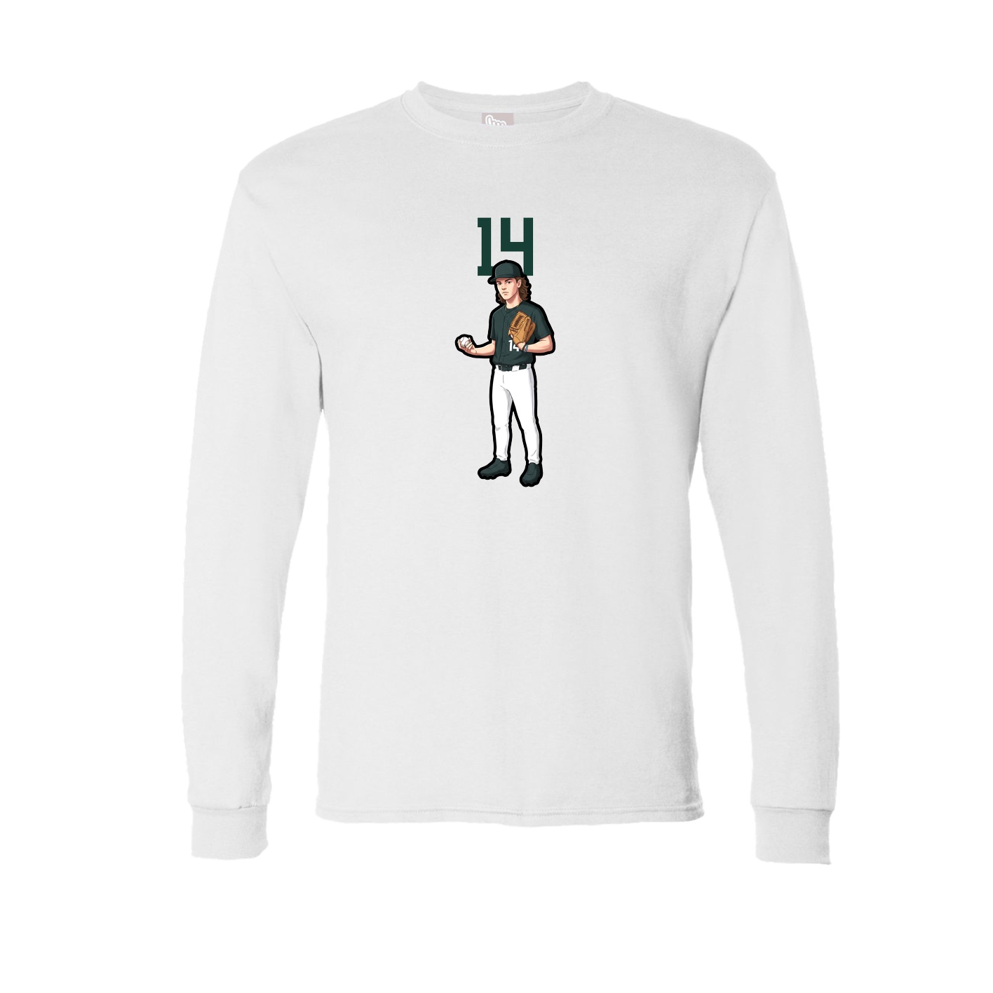 Long Sleeve Tee — Number Top in White