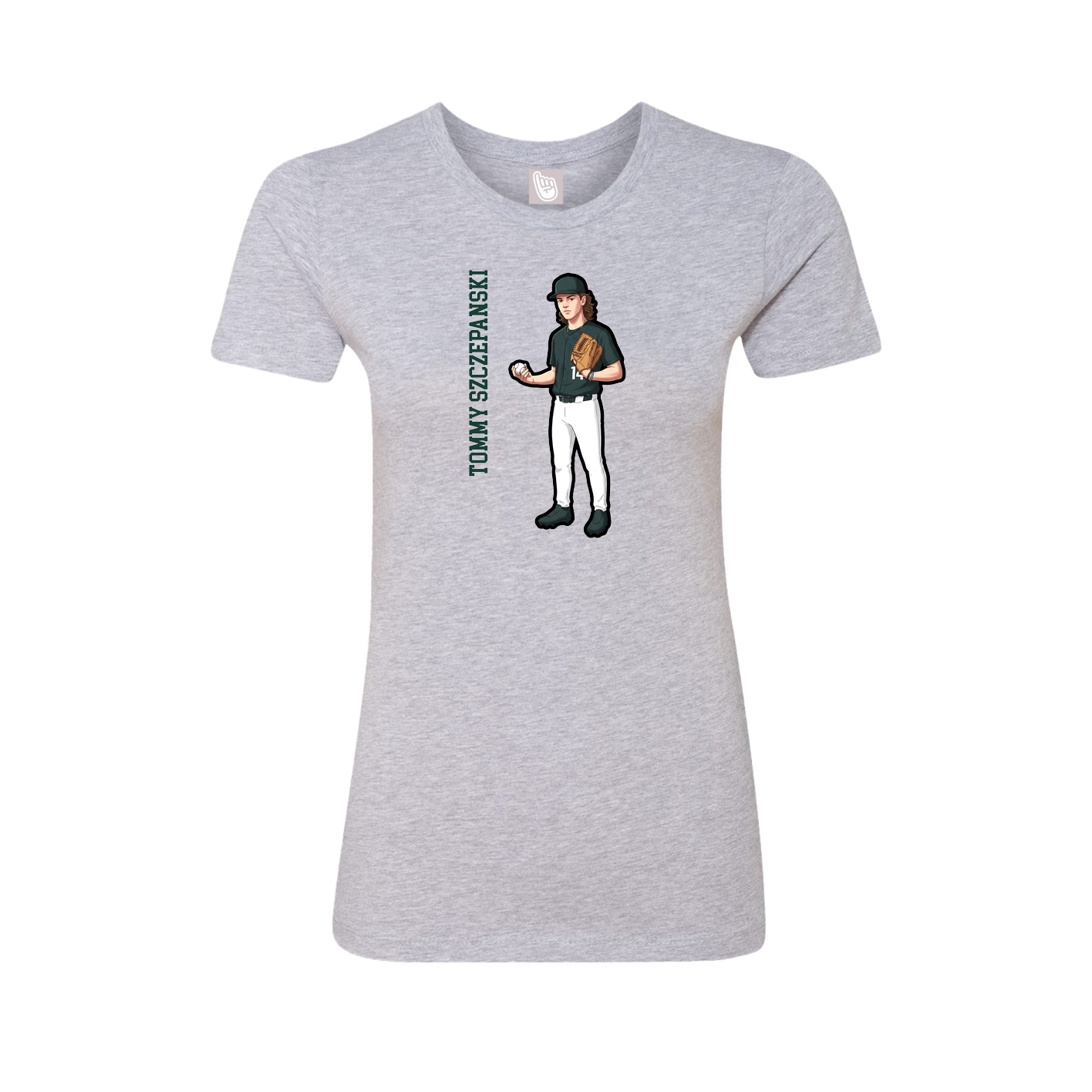 Womens Tee — Name Vertical in Grey