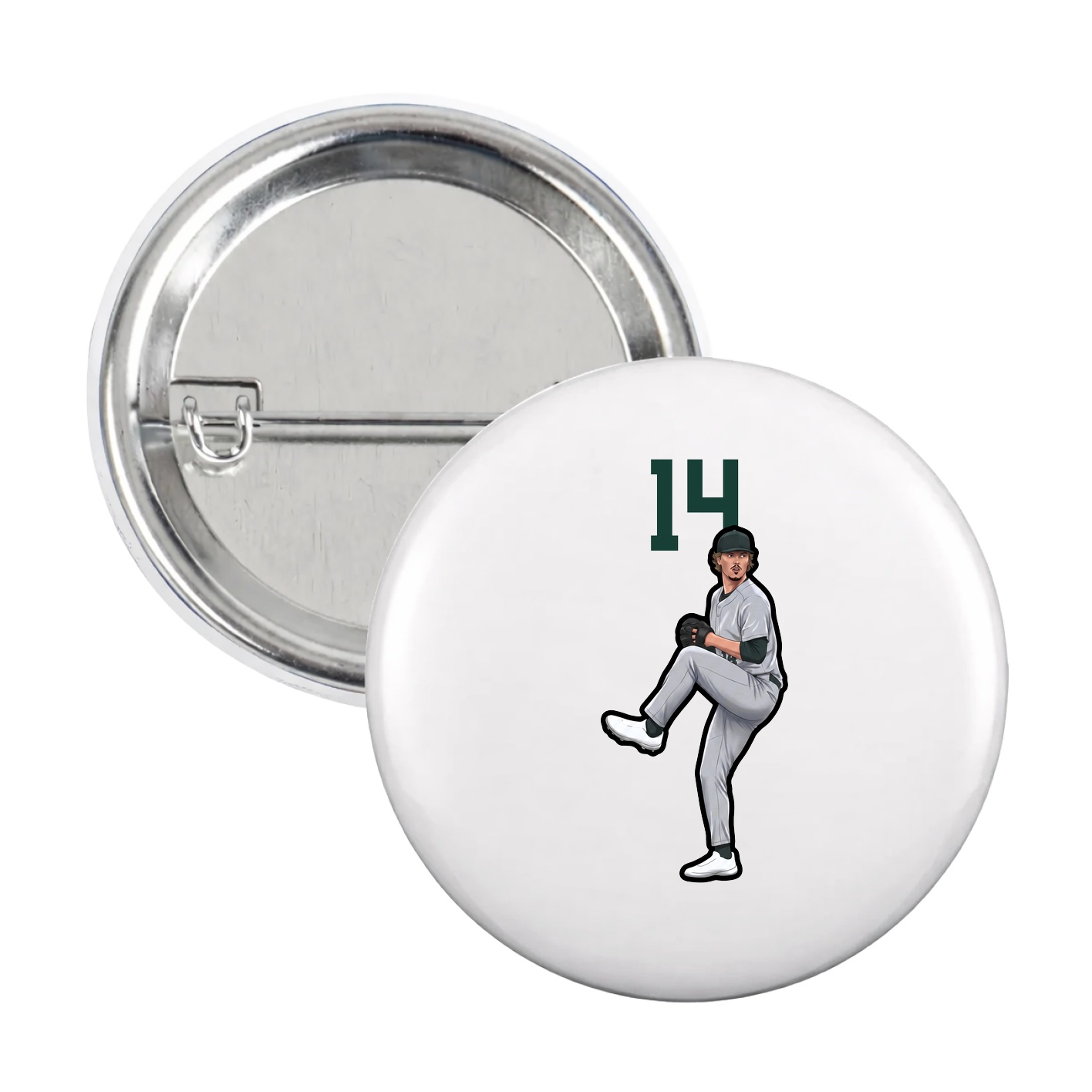 Game Day Button — Number Top in White