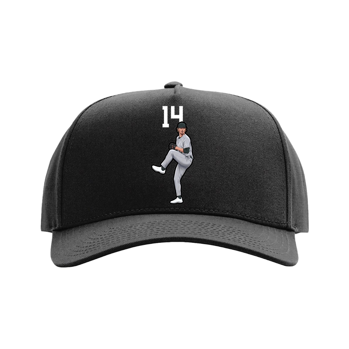 Full Fabric Five-Panel Champ Cap — Number Top in Black