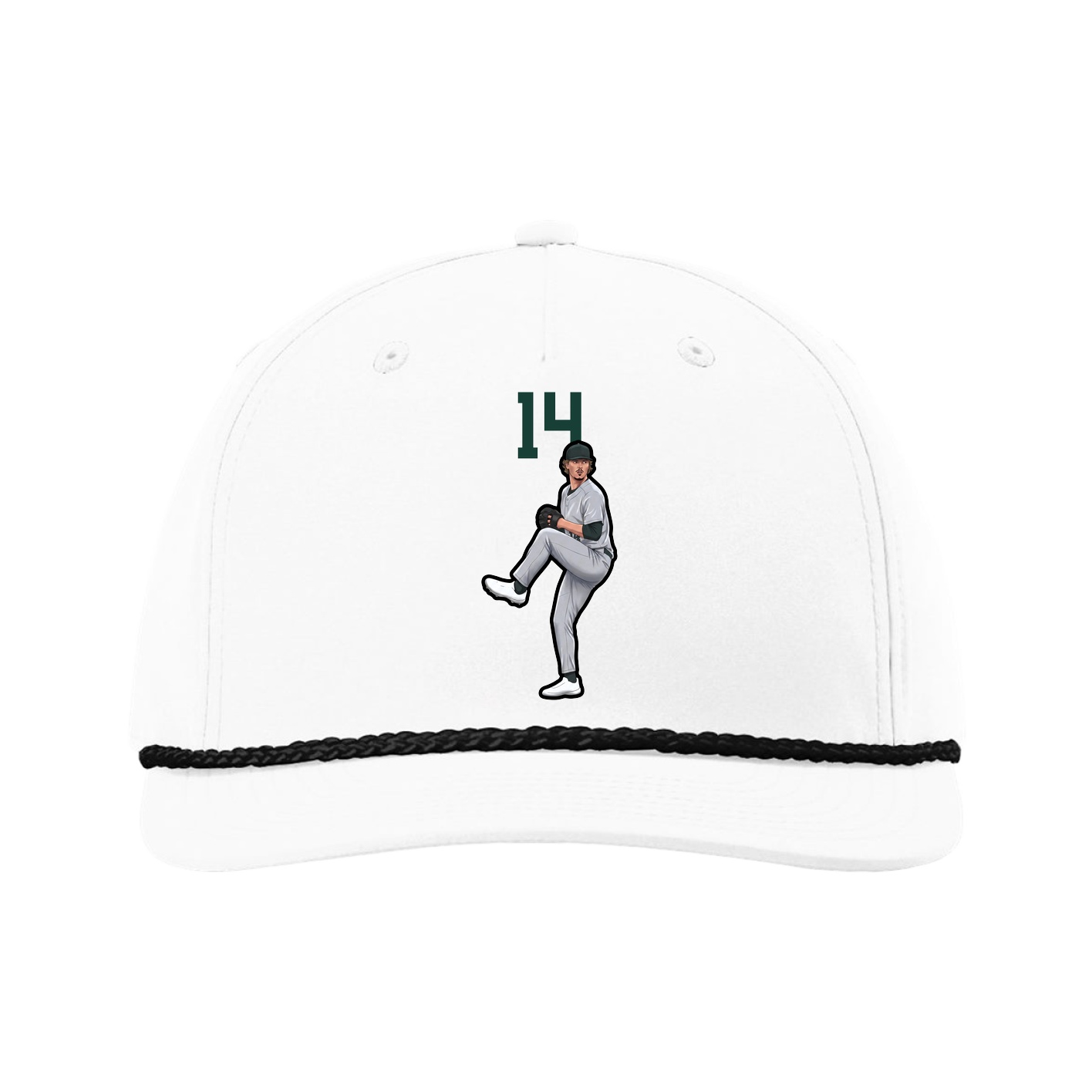 Five-Panel Classic Rope Cap — Number Top in White