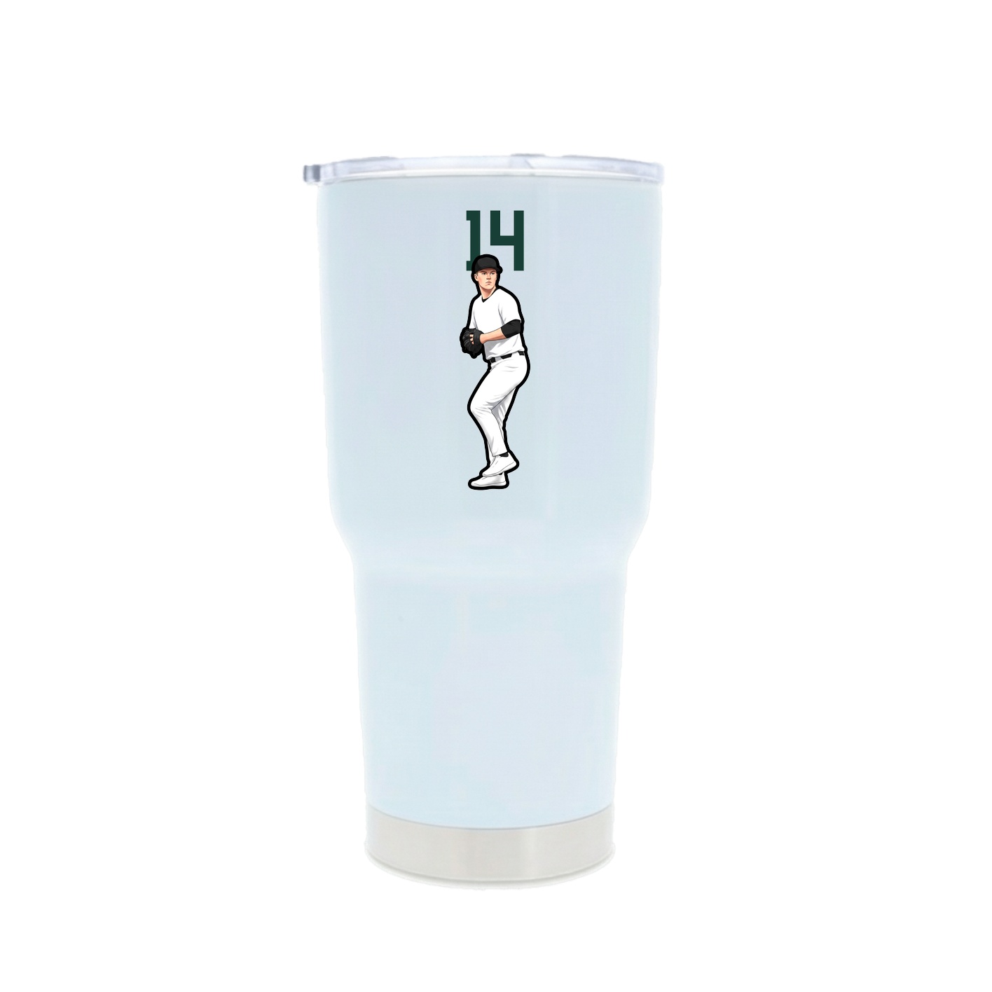 30oz Stainless Steel Tumbler — Number Top in White