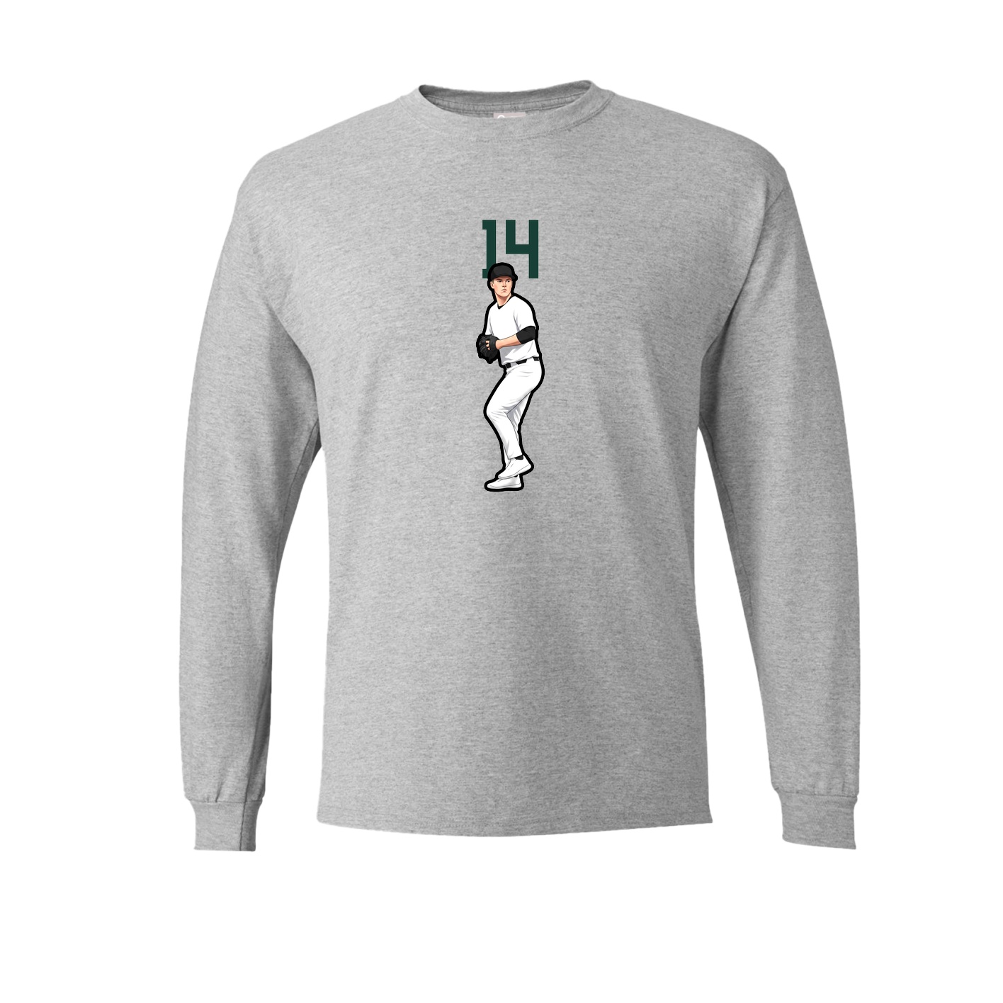Long Sleeve Tee — Number Top in Grey