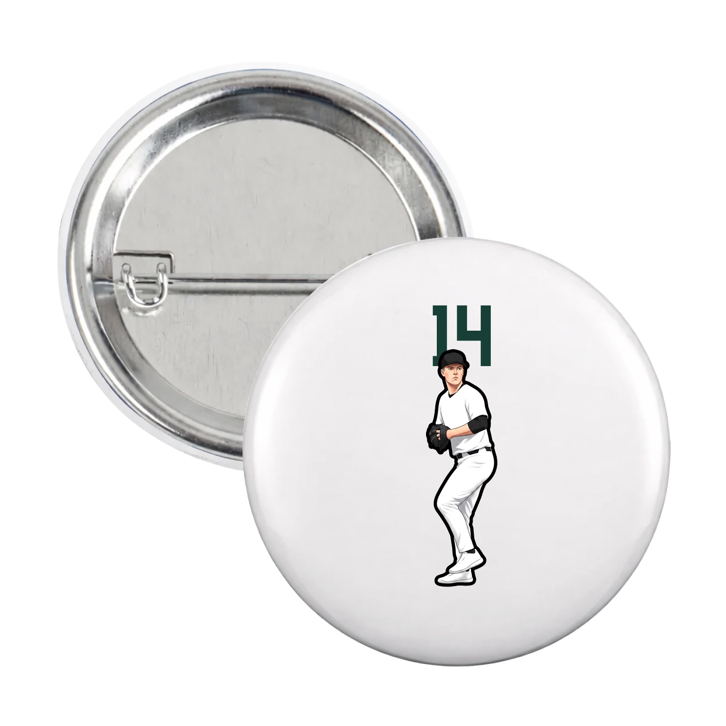 Game Day Button — Number Top in White