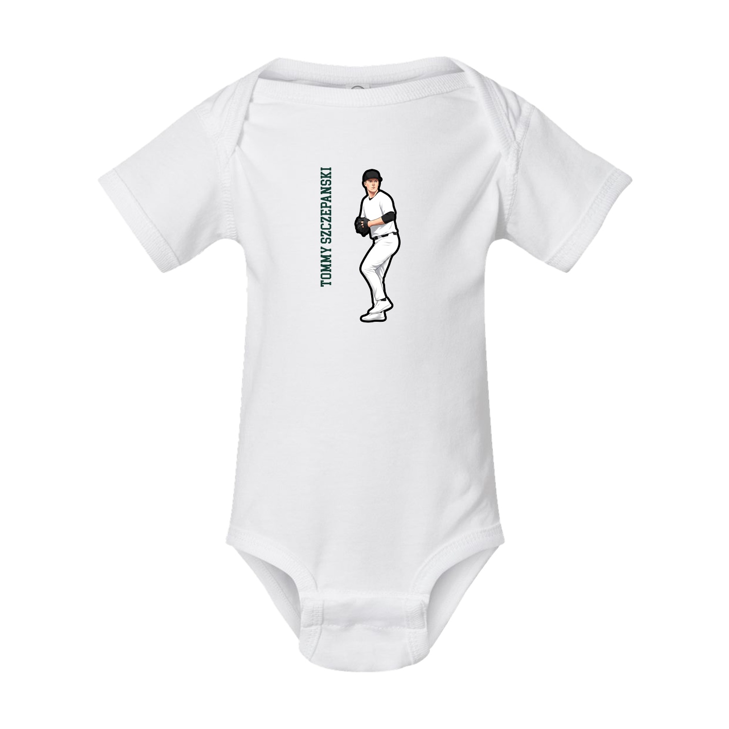 Baby Onesie — Name Vertical in White