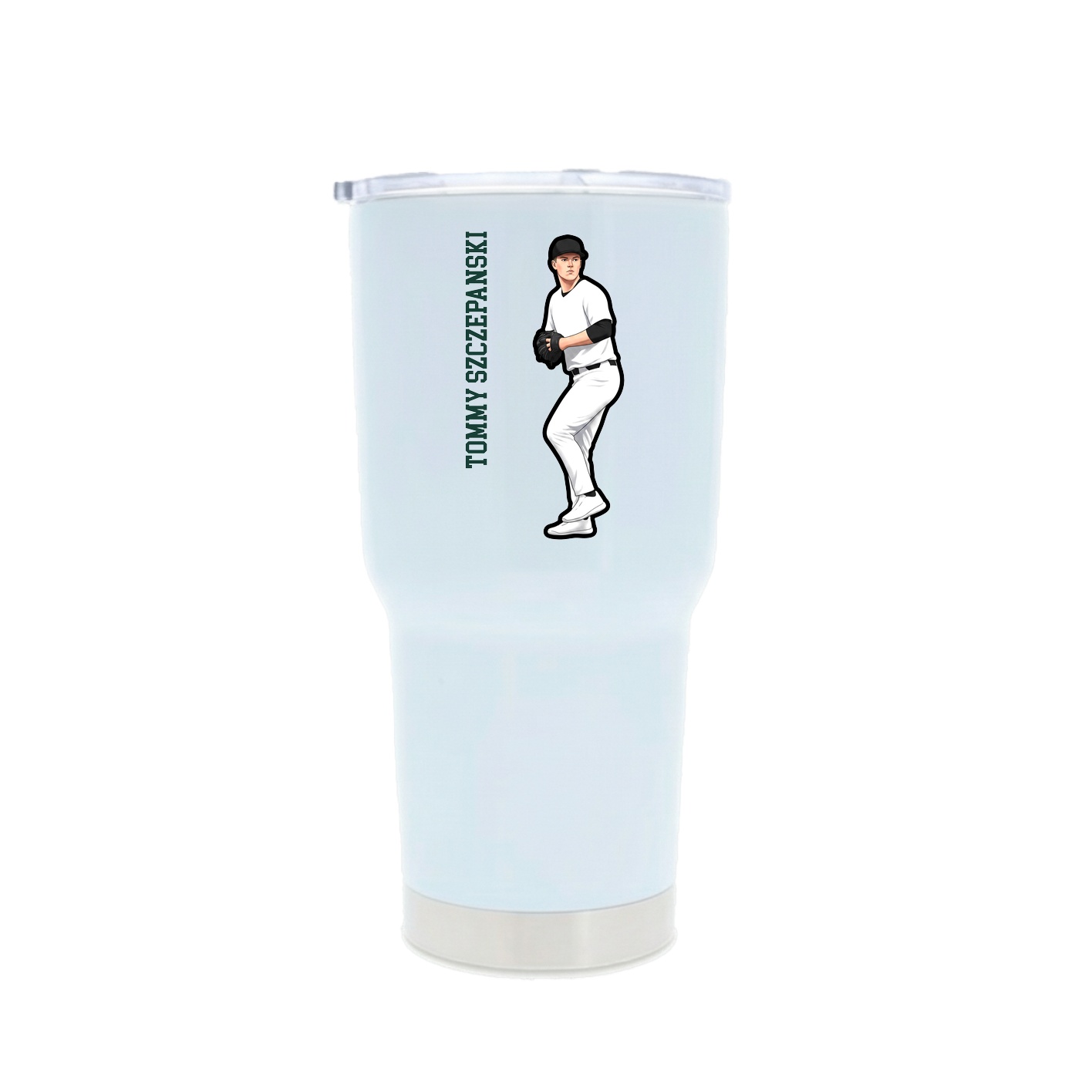 30oz Stainless Steel Tumbler — Name Vertical in White