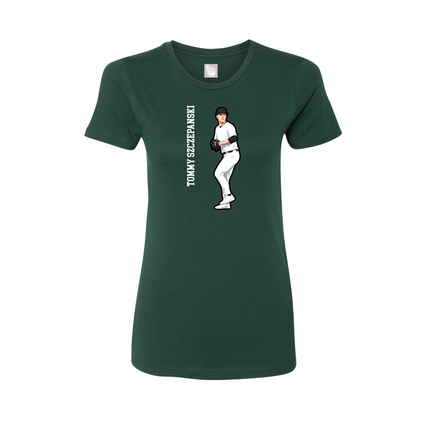 Womens Tee — Name Vertical in Green