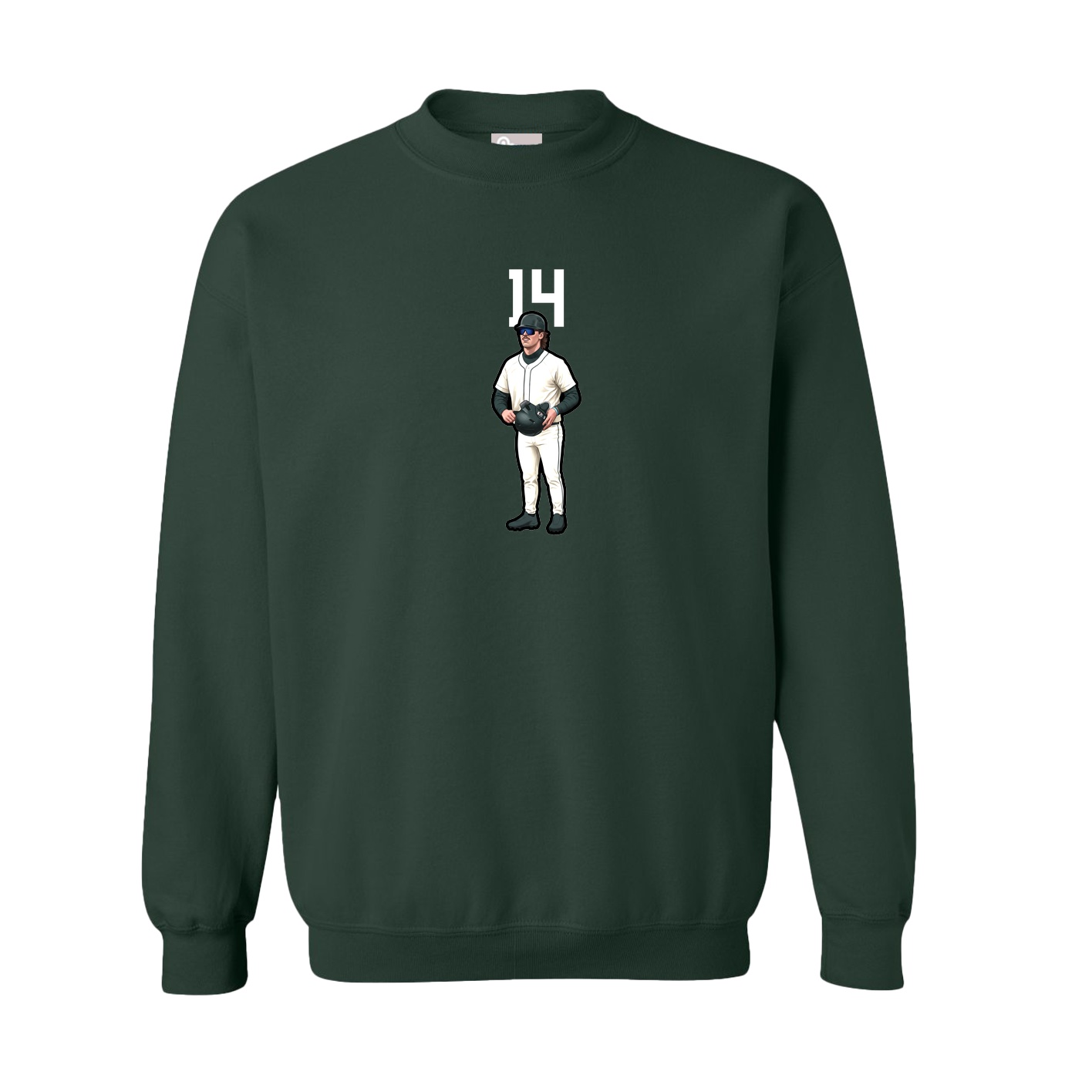 Fleece Crew — Number Top in Green