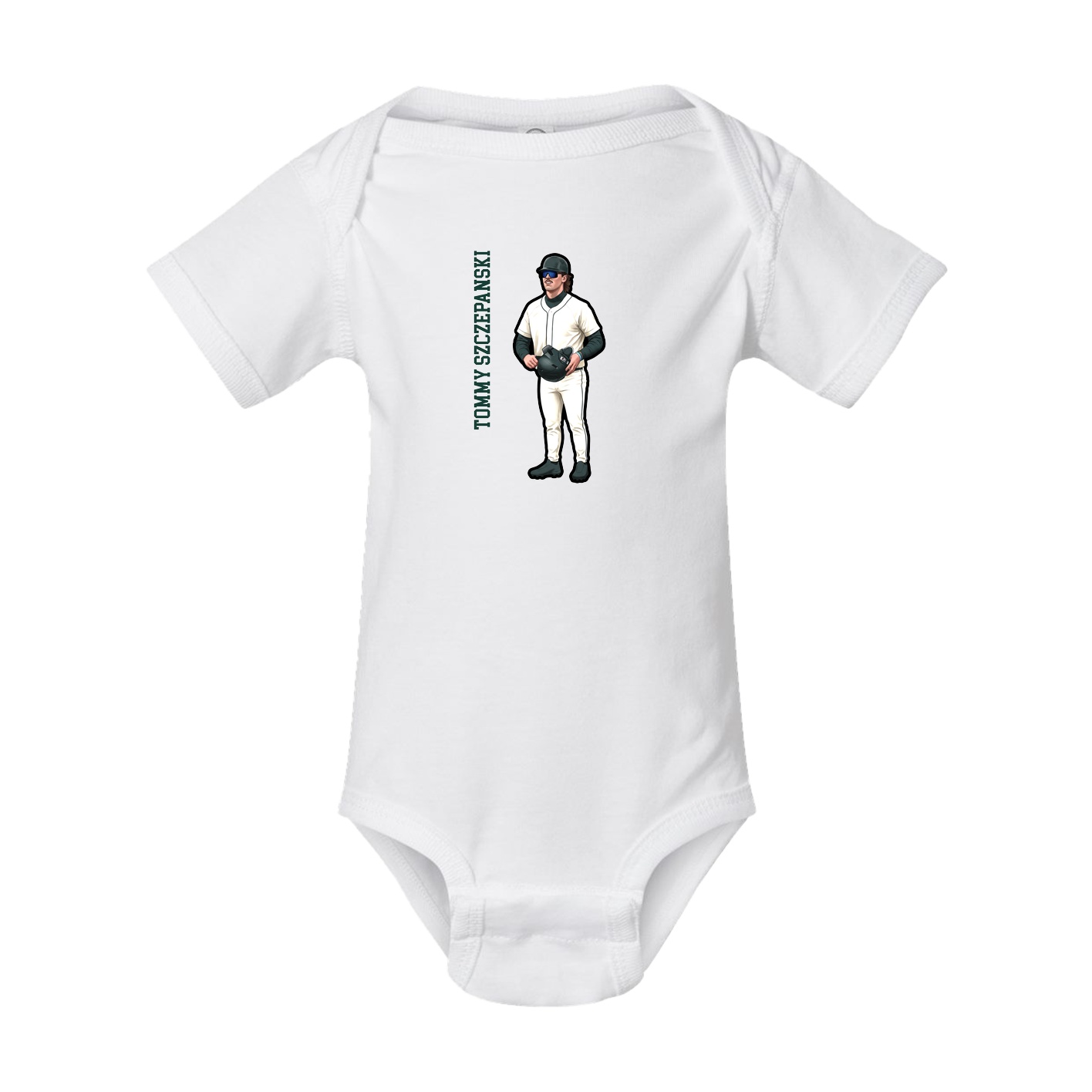 Baby Onesie — Name Vertical in White