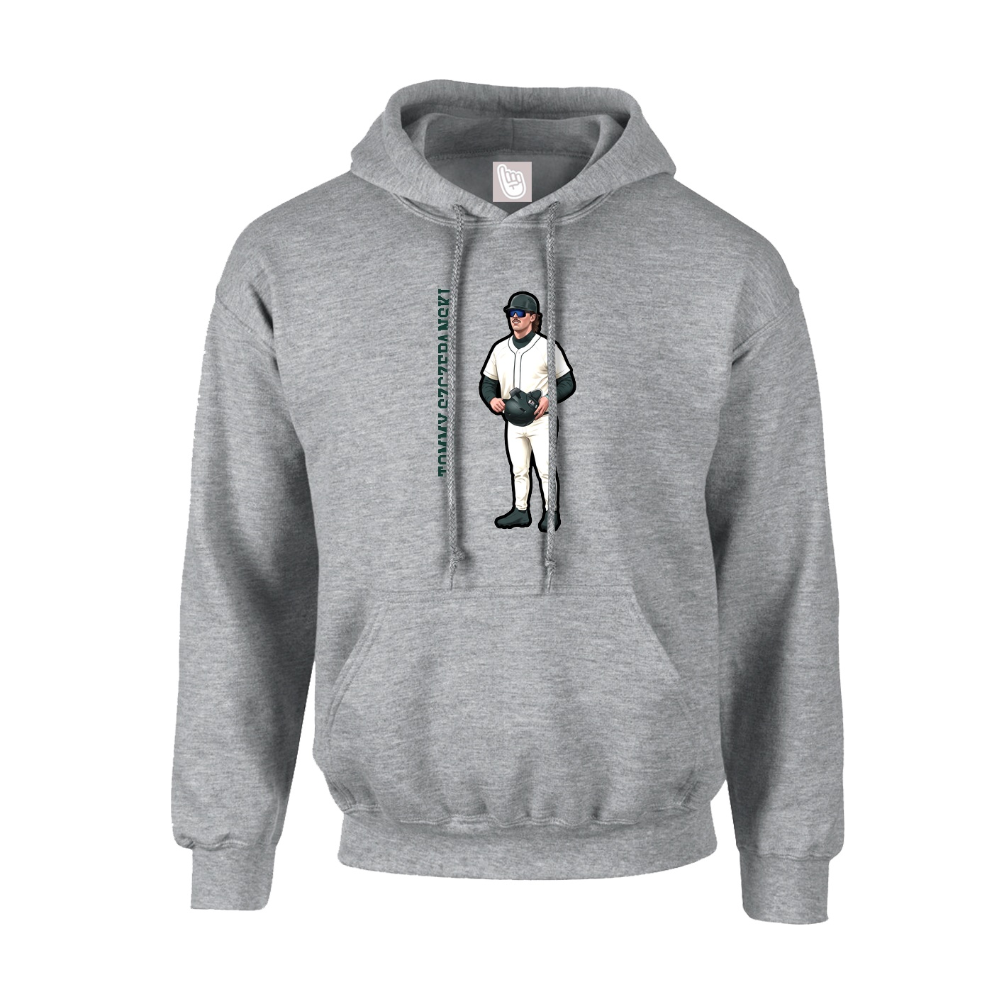 Hoodie — Name Vertical in Grey