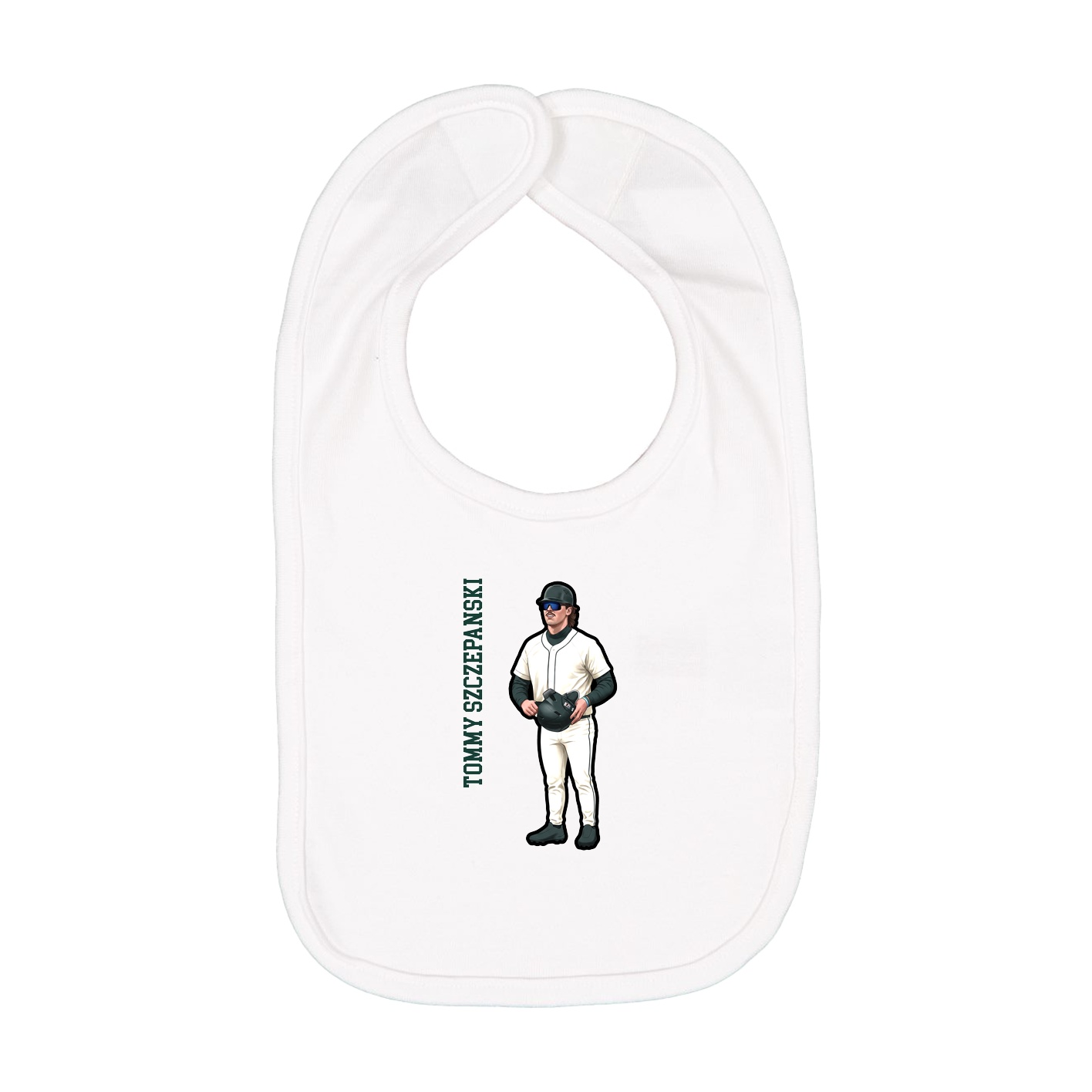 Infant Bib — Name Vertical in White
