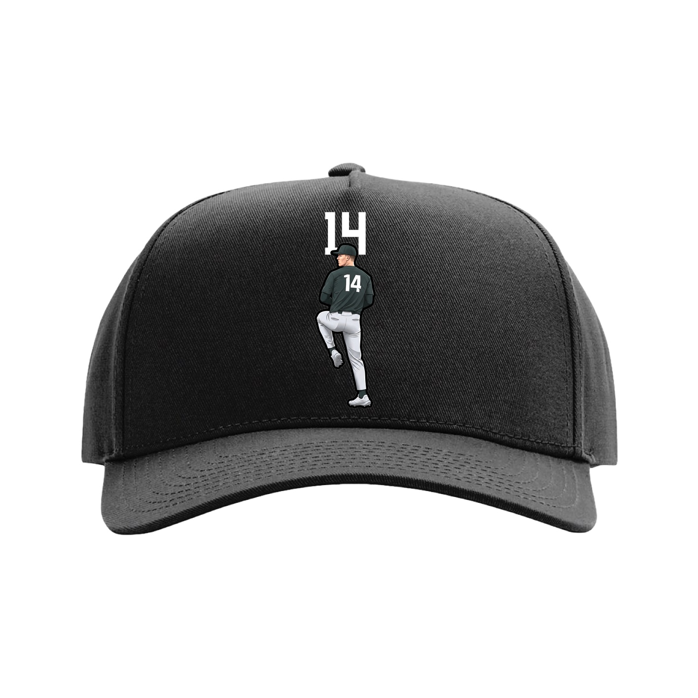 Full Fabric Five-Panel Champ Cap — Number Top in Black