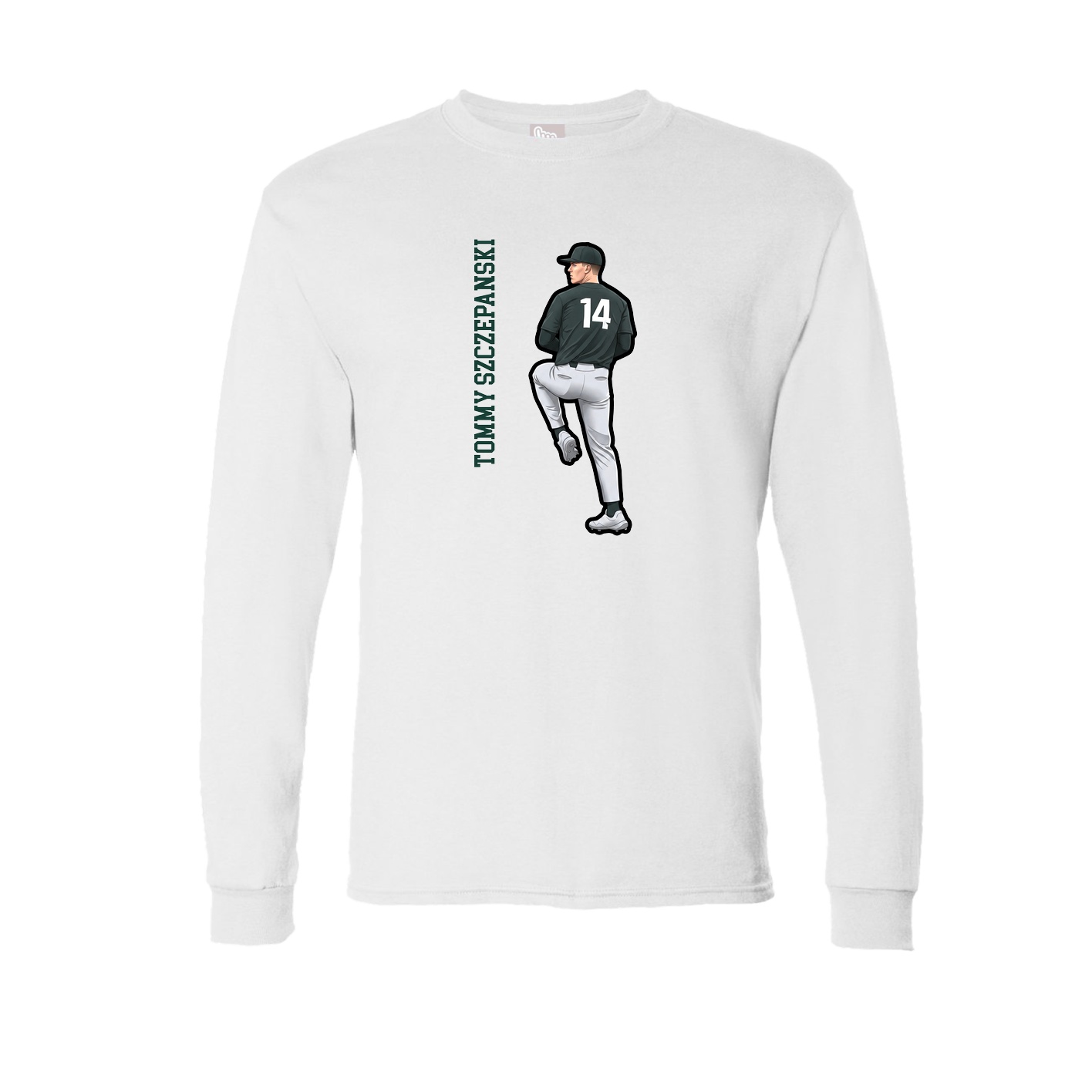 Long Sleeve Tee — Name Vertical in White