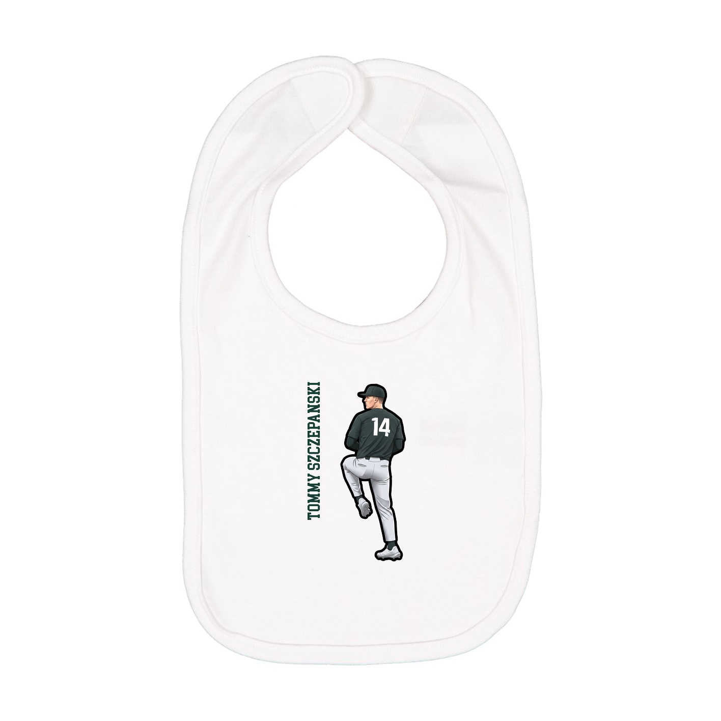 Infant Bib — Name Vertical in White