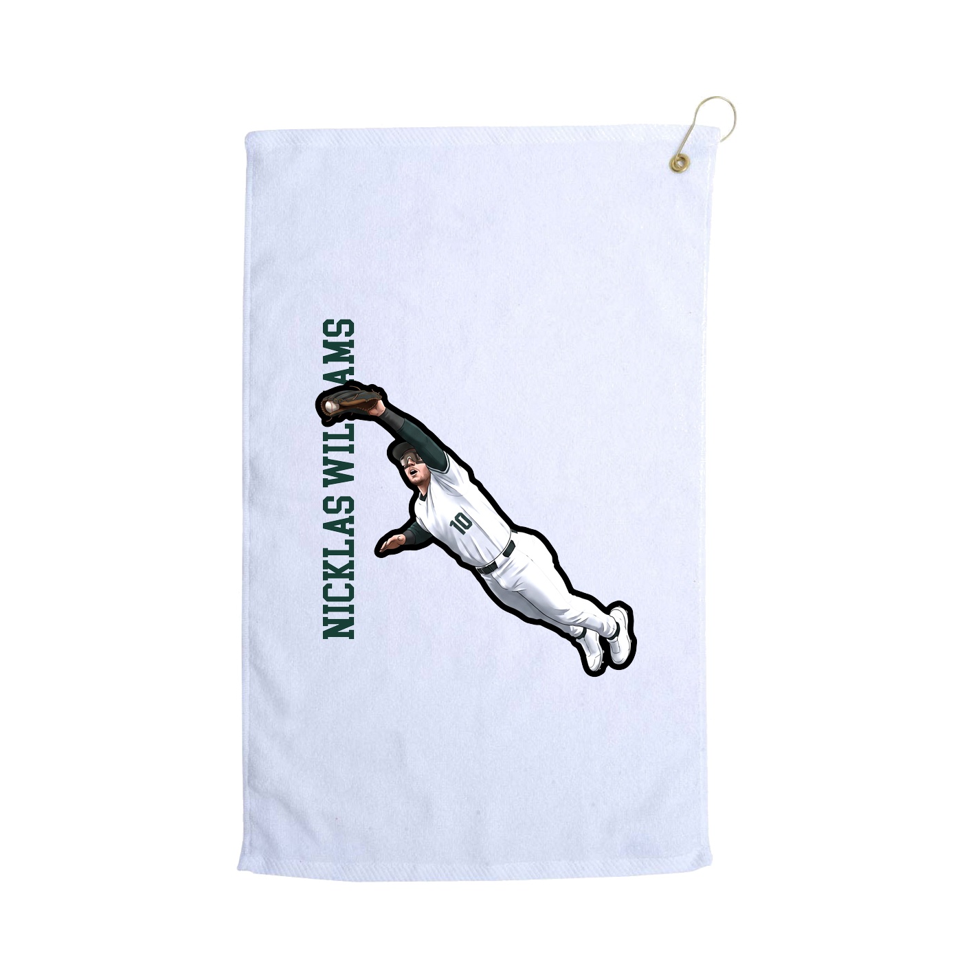 Golf Towel — Name Vertical in White