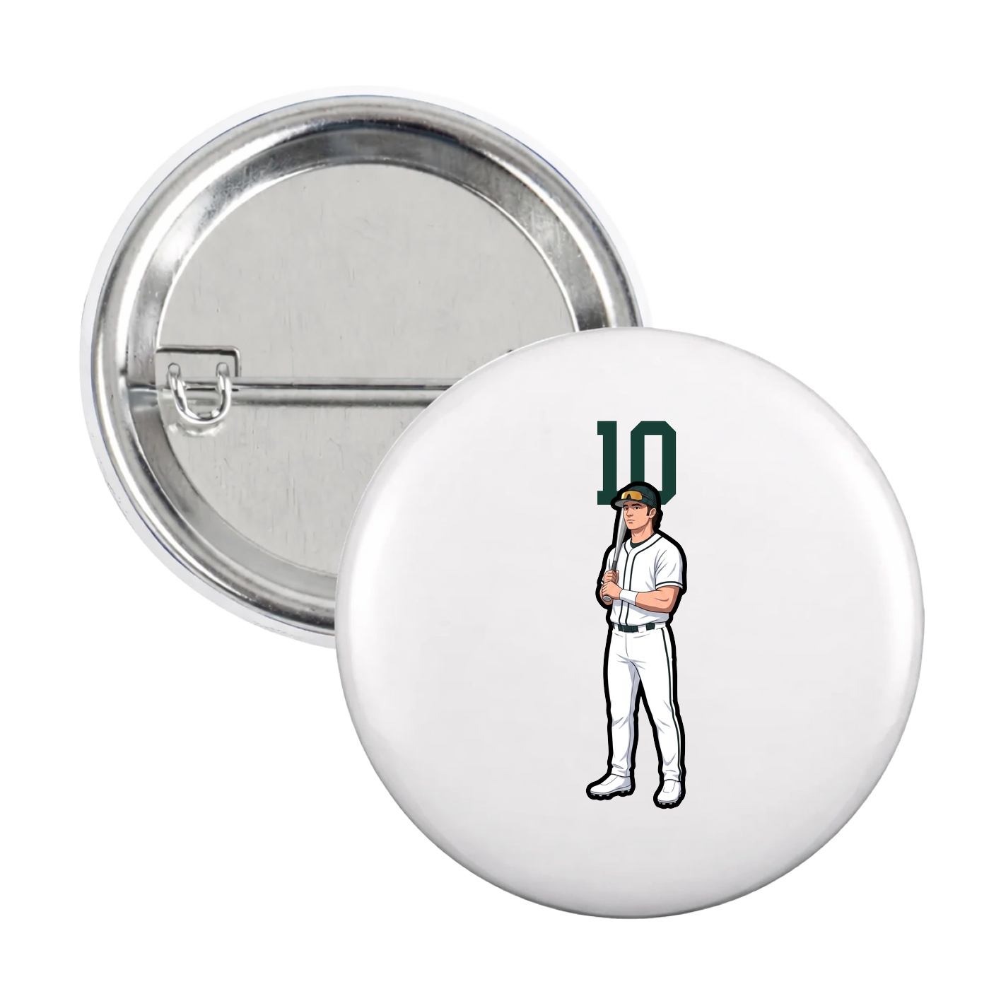 Game Day Button — Number Top in White