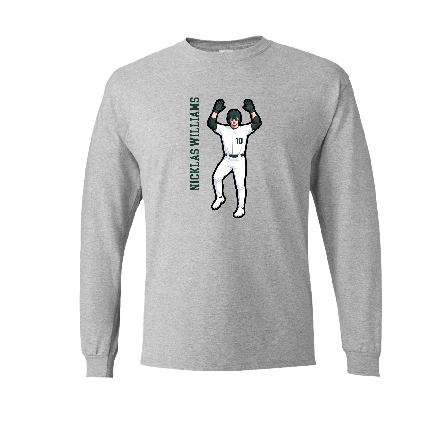 Long Sleeve Tee — Name Vertical in Grey