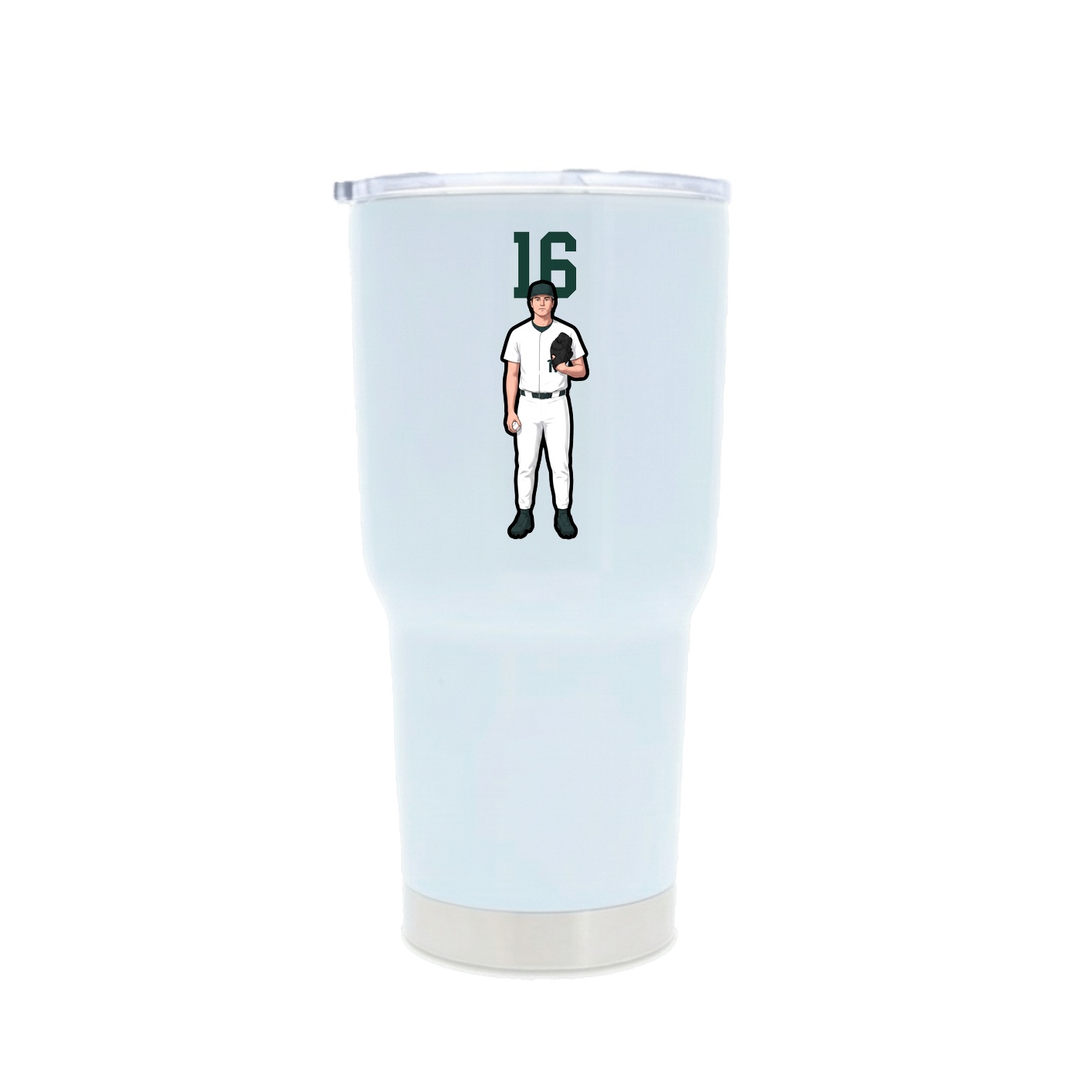30oz Stainless Steel Tumbler — Number Top in White