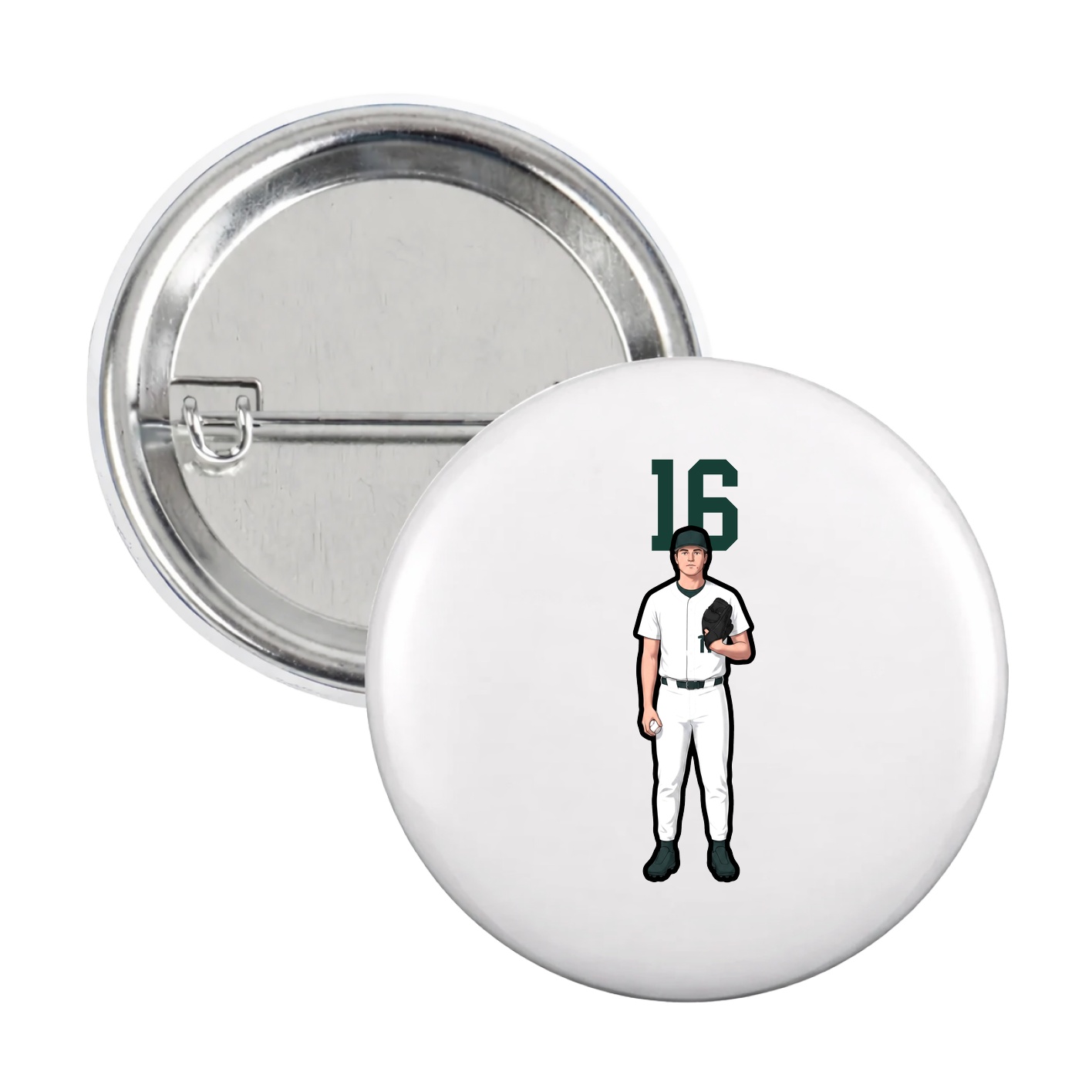 Game Day Button — Number Top in White