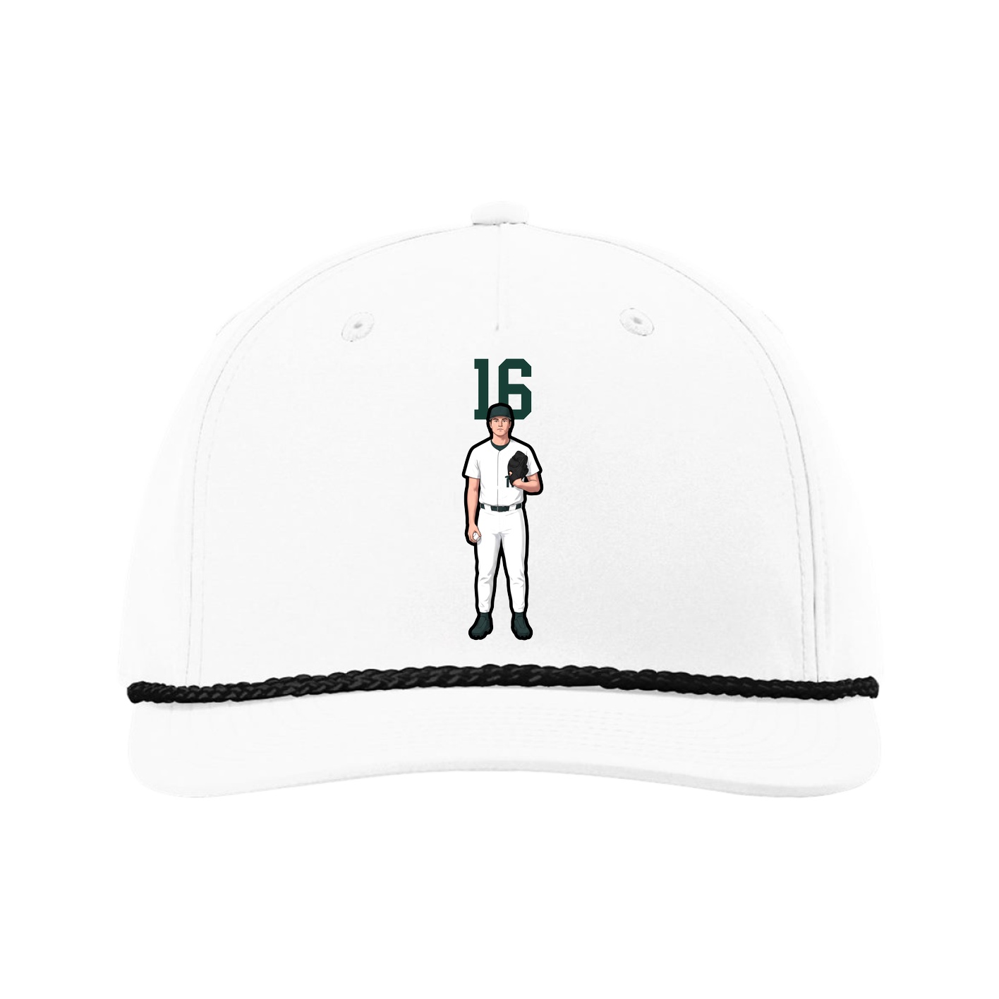 Five-Panel Classic Rope Cap — Number Top in White