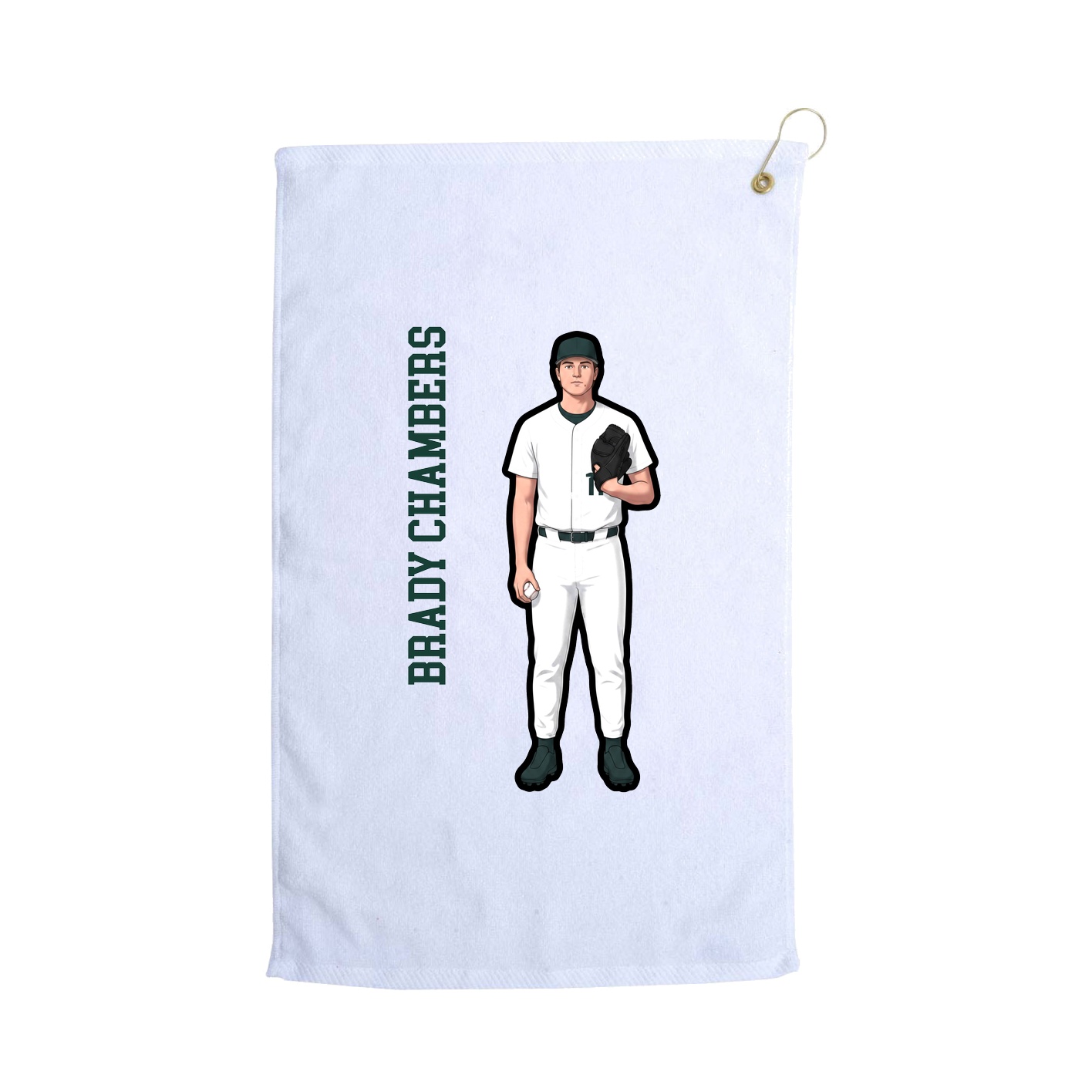 Golf Towel — Name Vertical in White