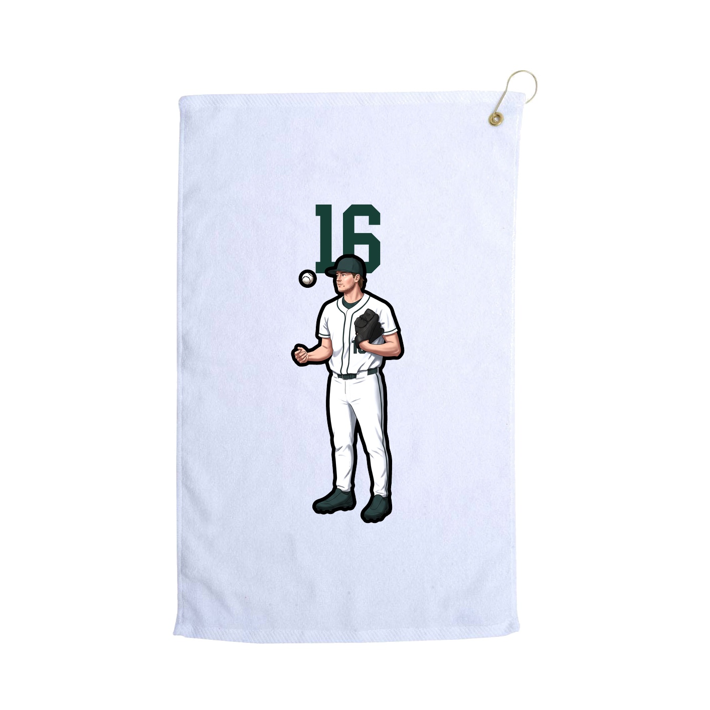 Golf Towel — Number Top in White