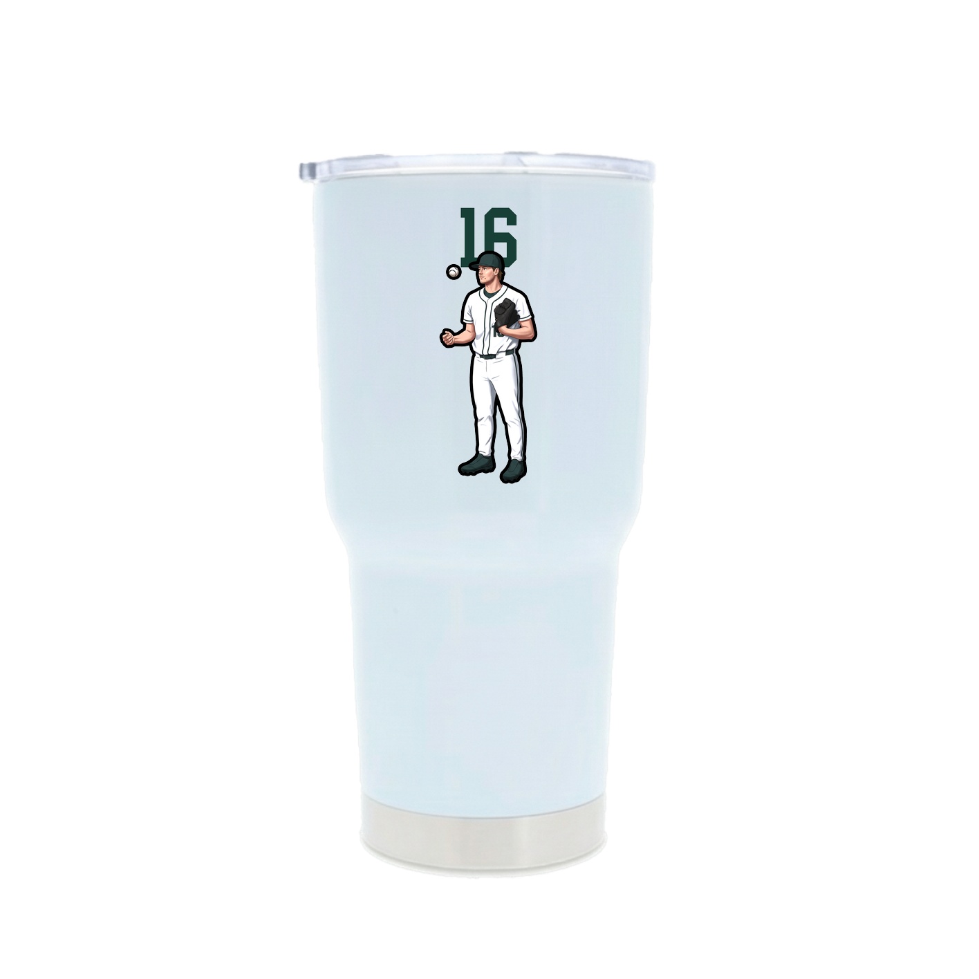 30oz Stainless Steel Tumbler — Number Top in White