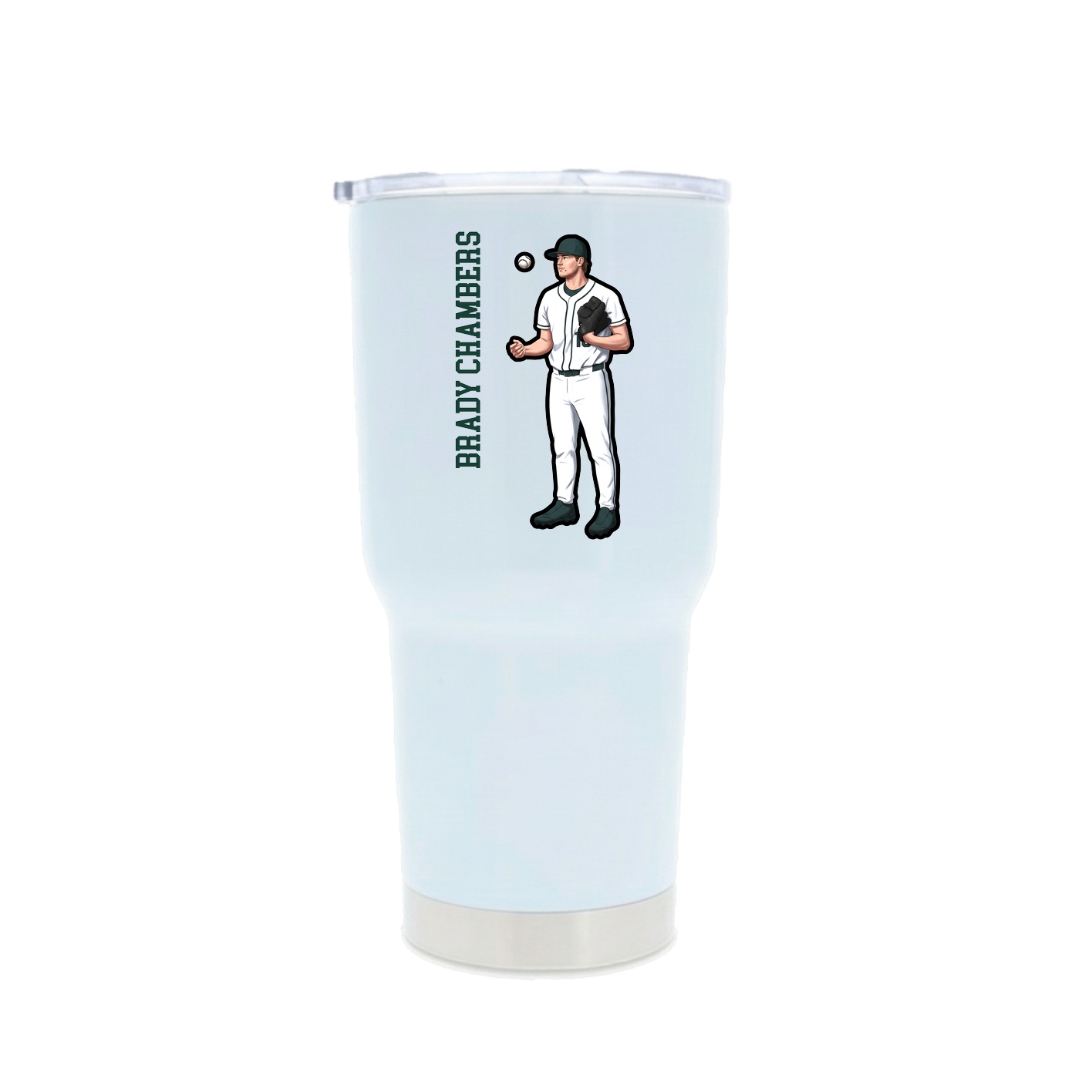 30oz Stainless Steel Tumbler — Name Vertical in White