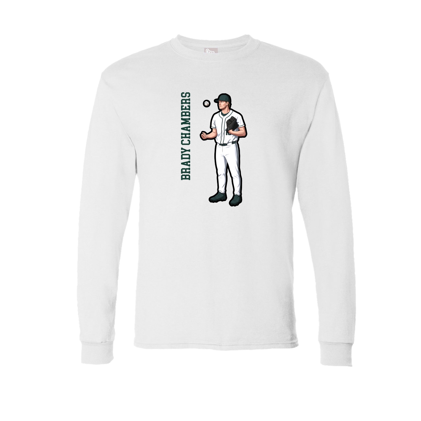 Long Sleeve Tee — Name Vertical in White