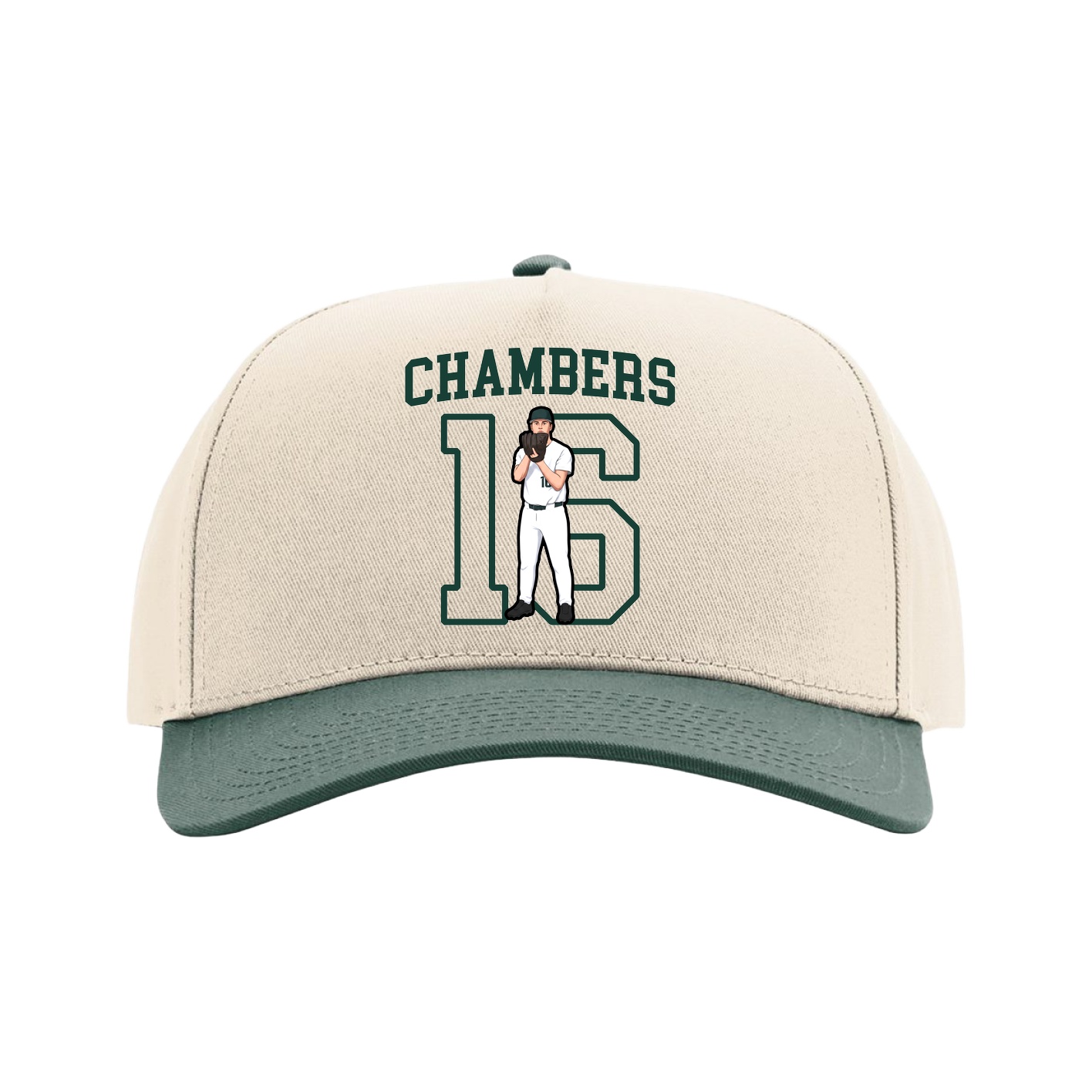 Full Fabric Five-Panel Champ Cap — Shirsey in Cream/Green