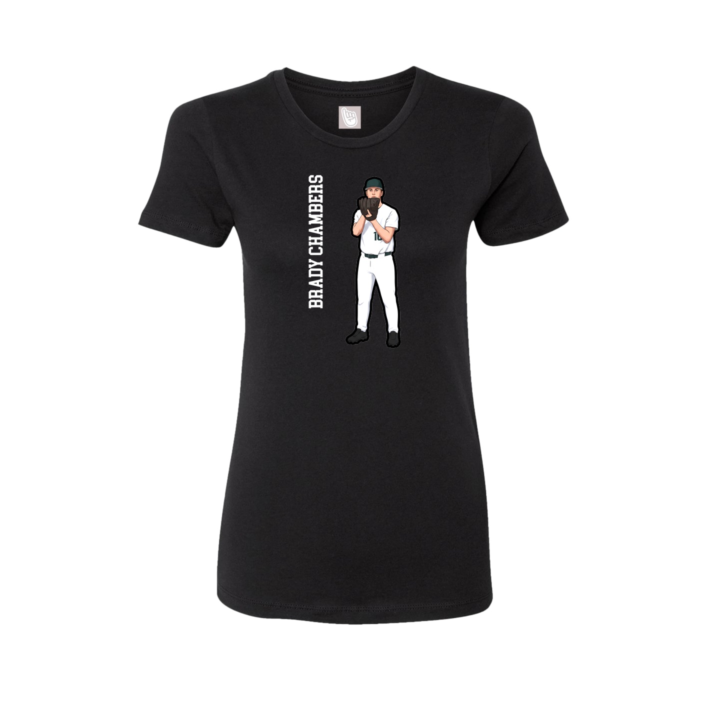 Womens Tee — Name Vertical in Black