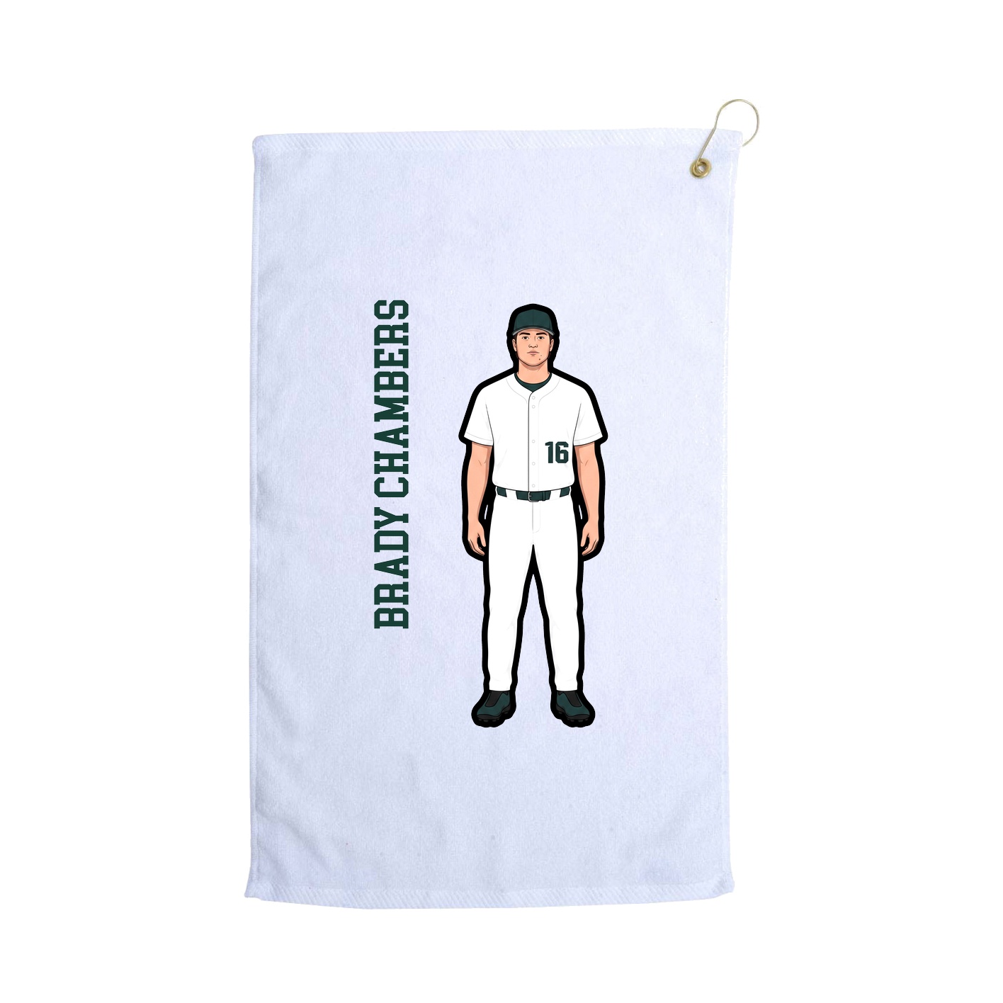 Golf Towel — Name Vertical in White