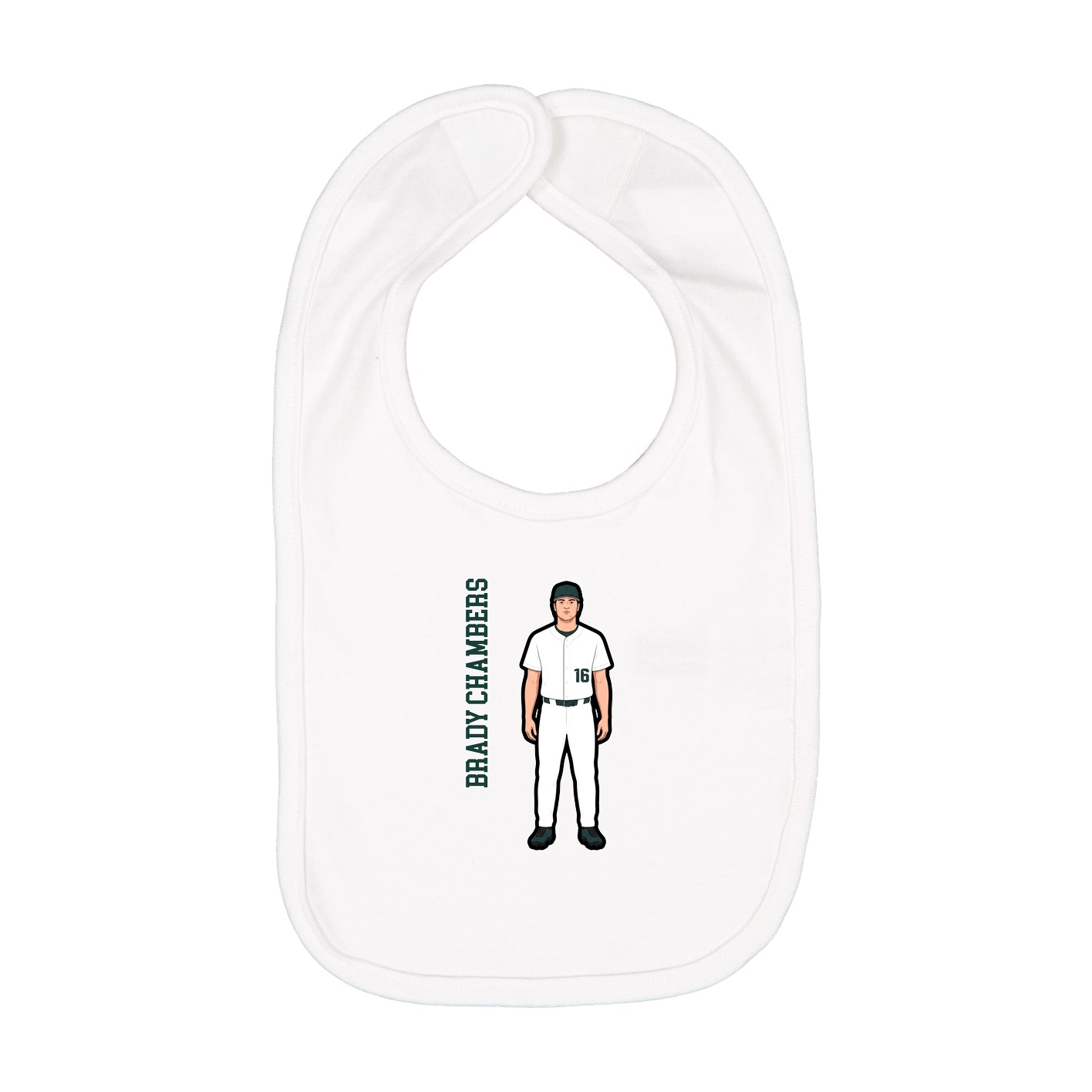 Infant Bib — Name Vertical in White