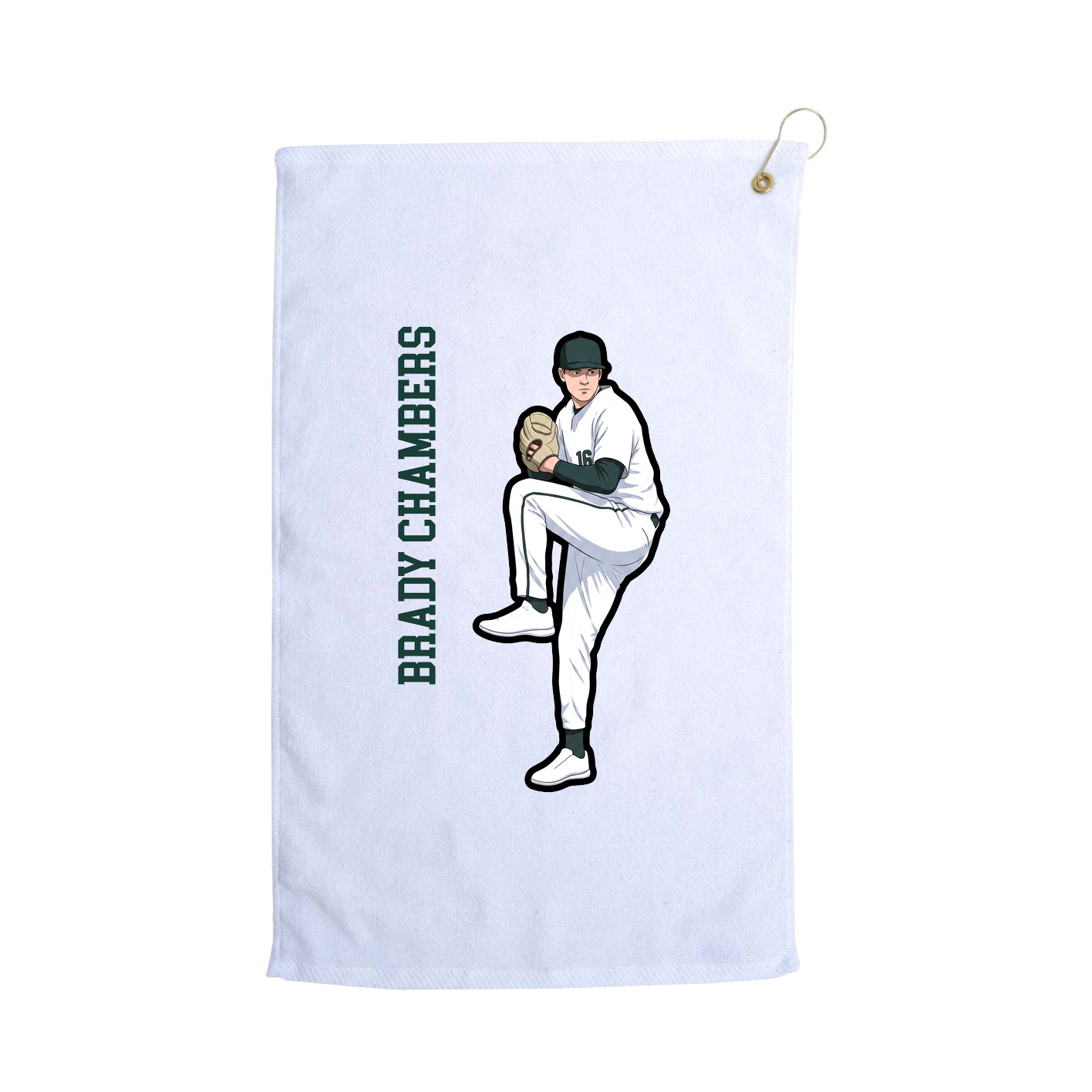 Golf Towel — Name Vertical in White