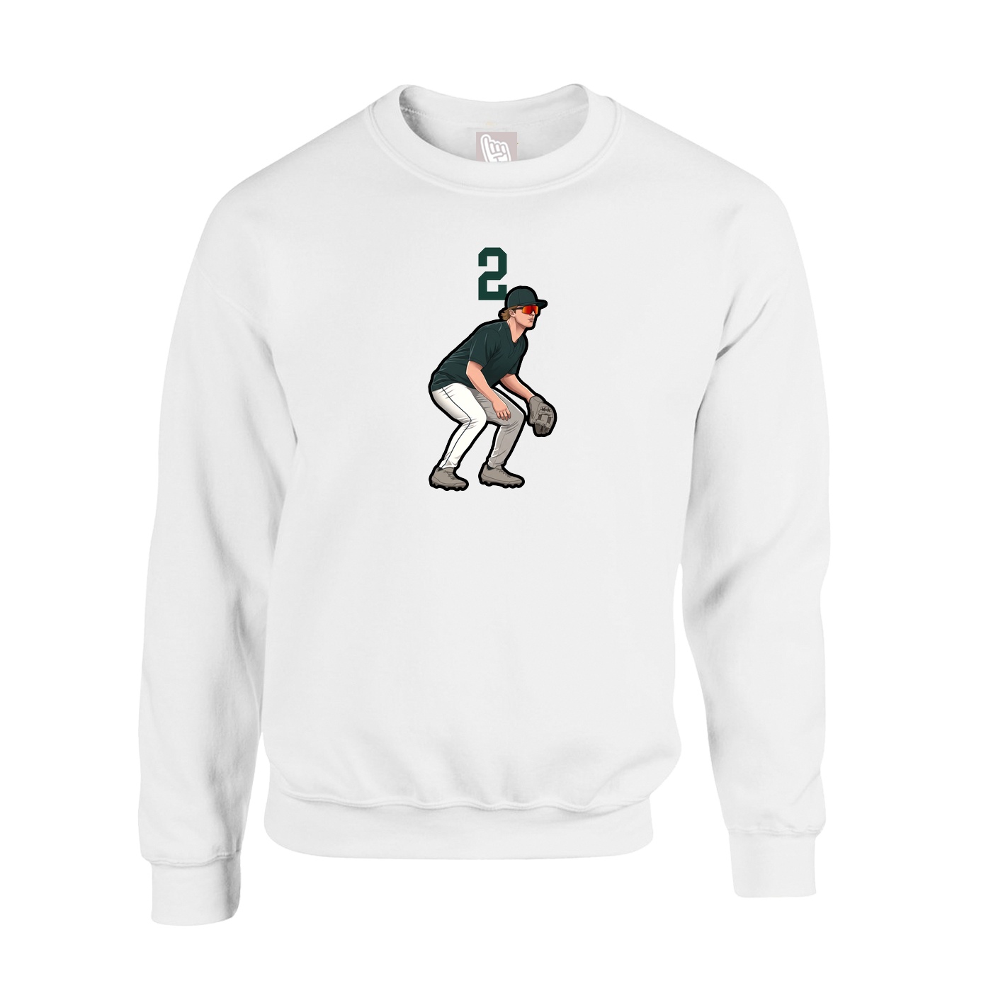 Fleece Crew — Number Top in White