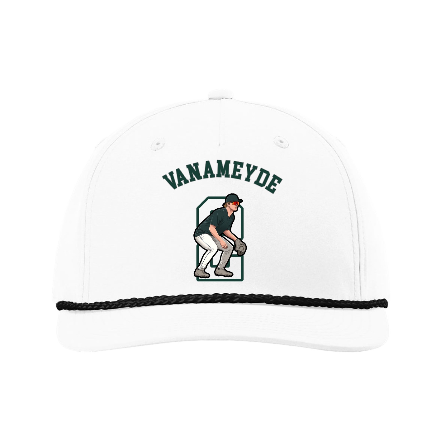 Five-Panel Classic Rope Cap — Shirsey Arch in White