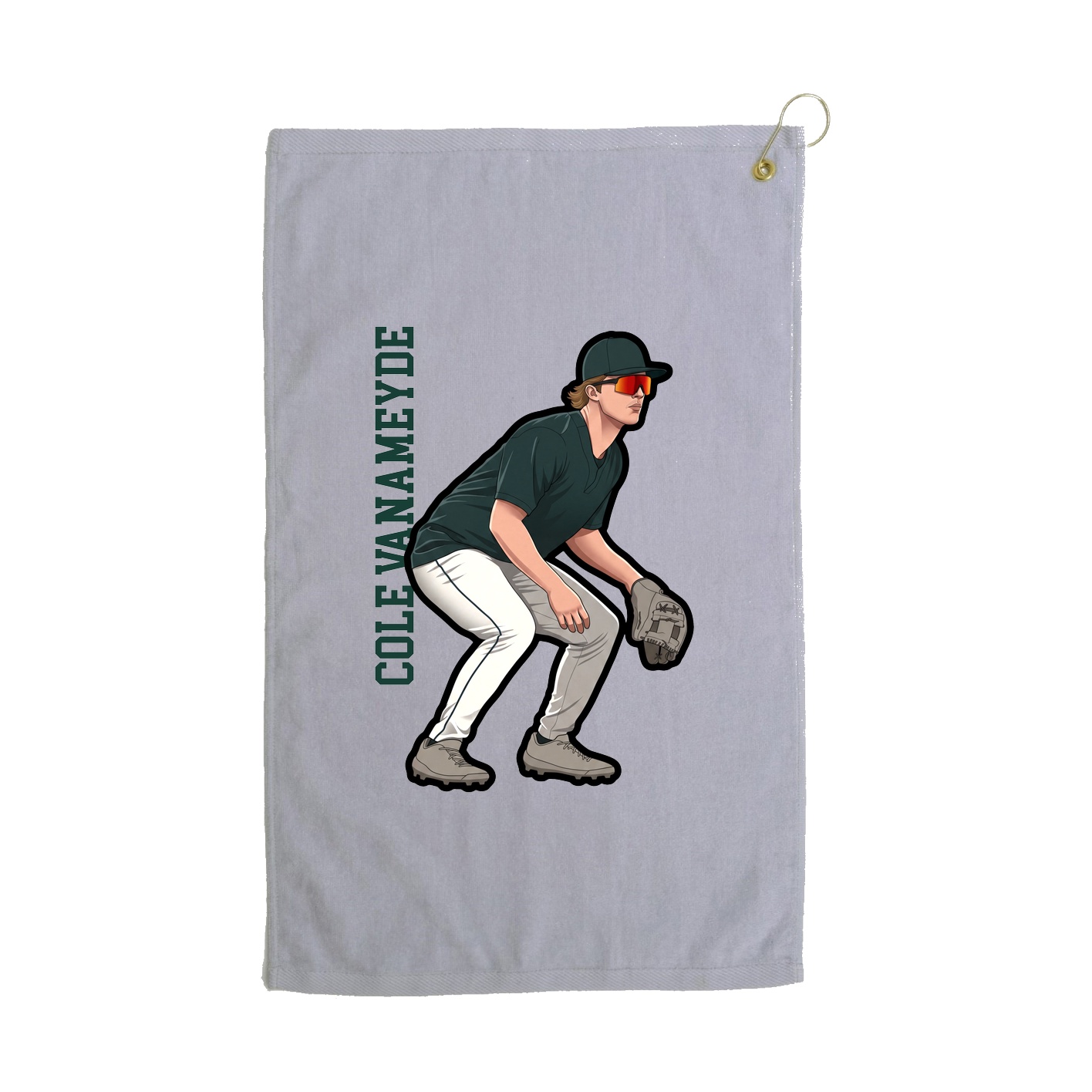 Golf Towel — Name Vertical in Grey